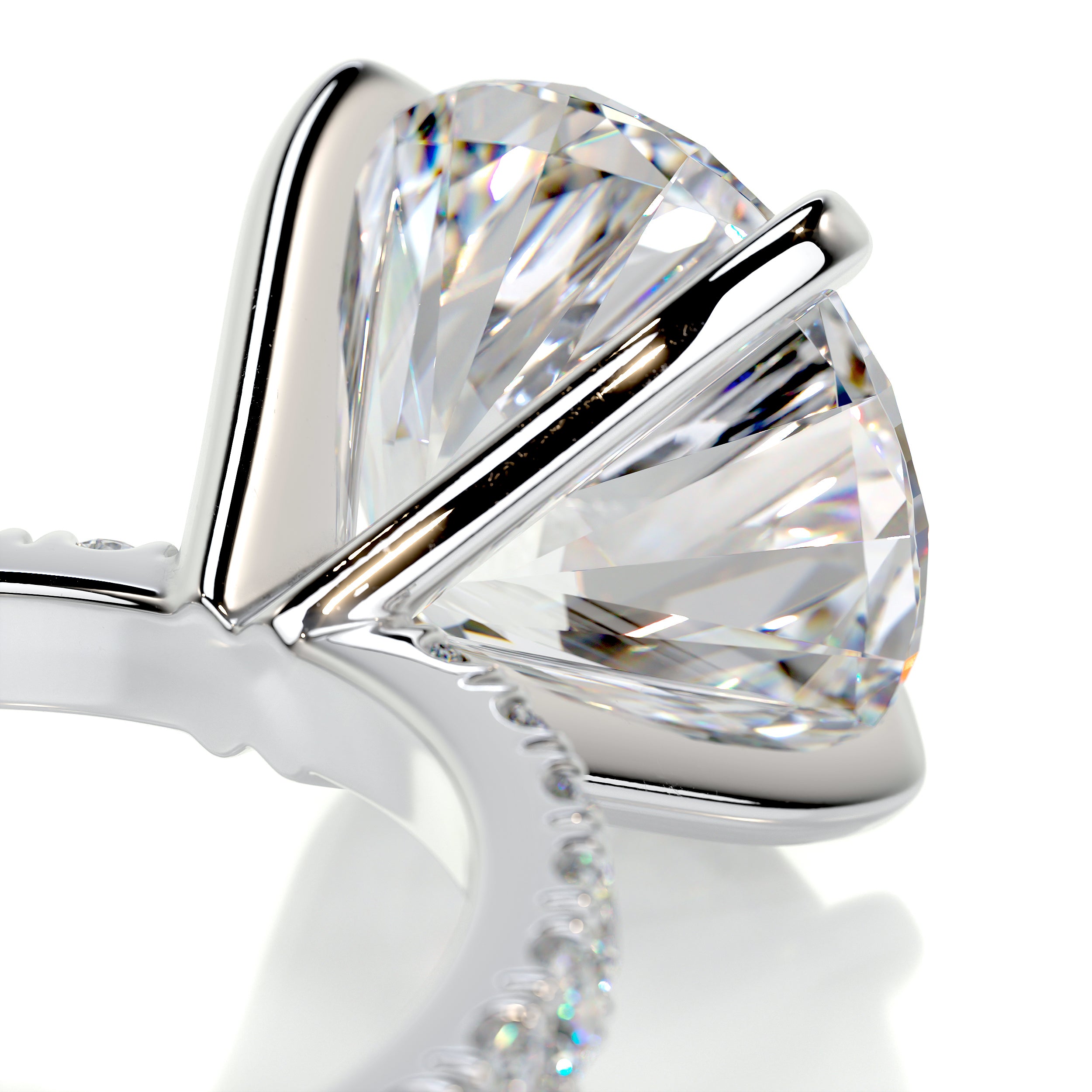 Alison Moissanite & Diamond Ring -14K White Gold