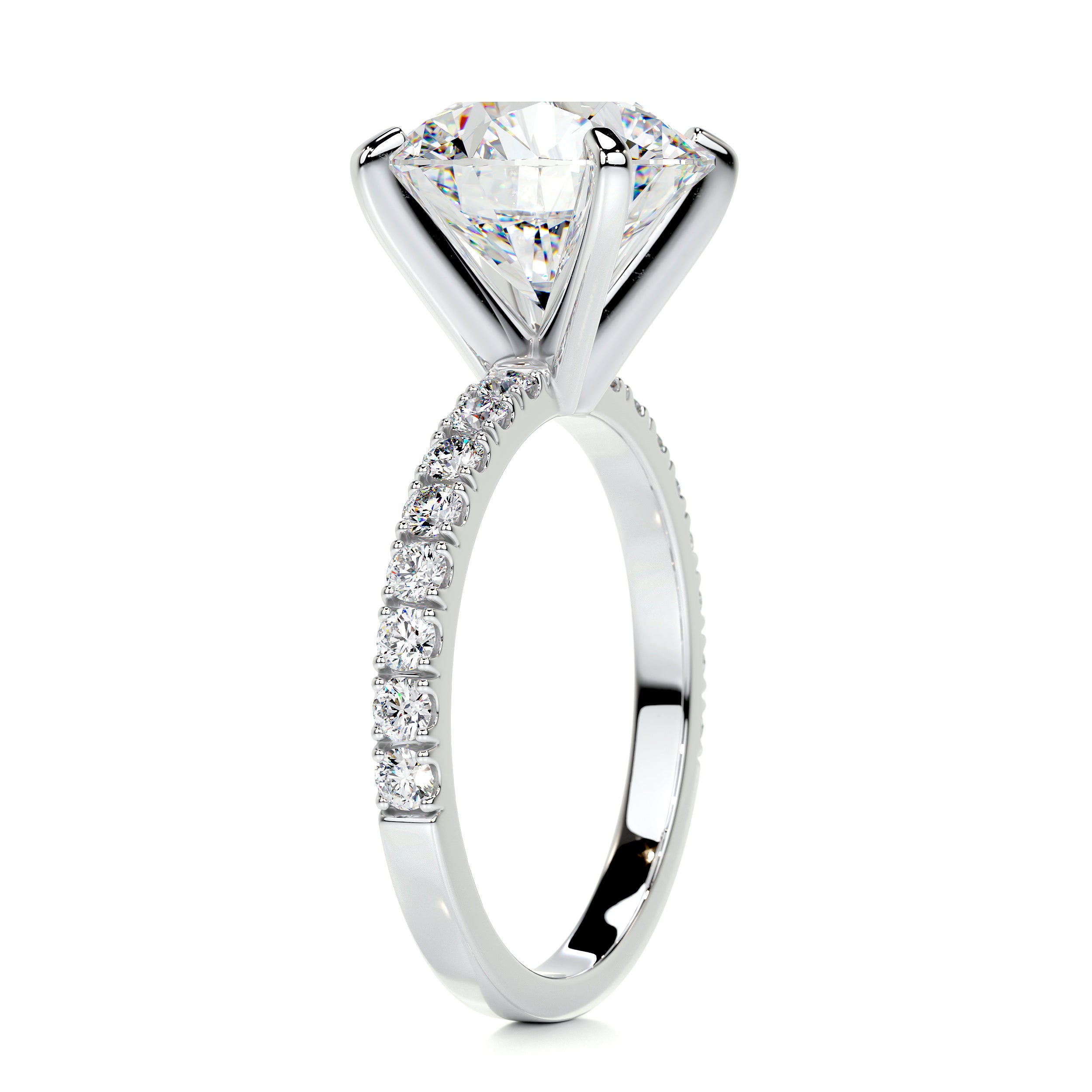 Alison Moissanite & Diamond Ring -18K White Gold