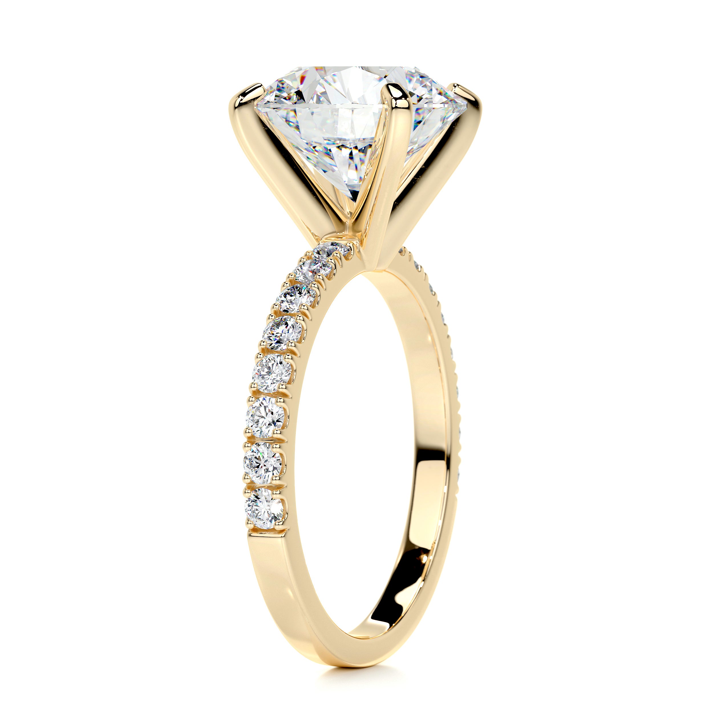Alison Moissanite & Diamond Ring -18K Yellow Gold