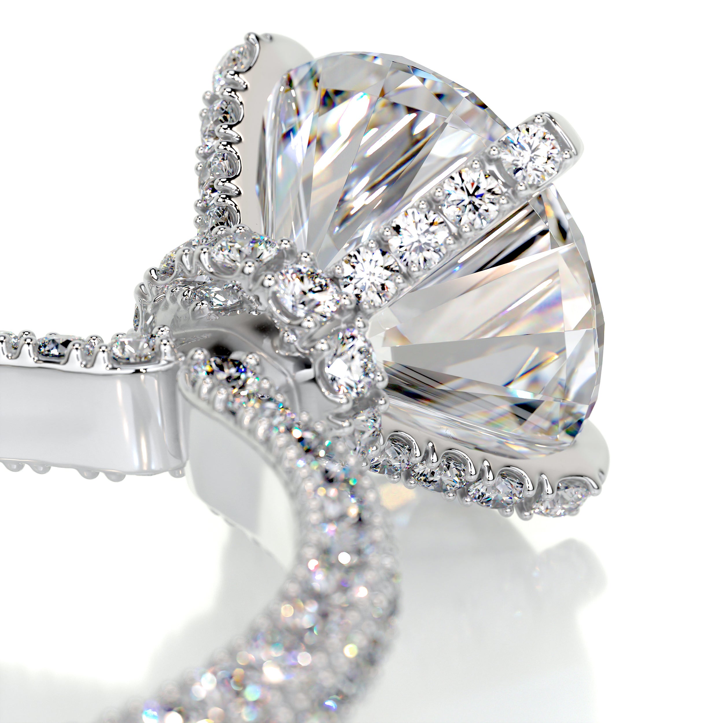 Milly Moissanite & Diamond Ring -14K White Gold
