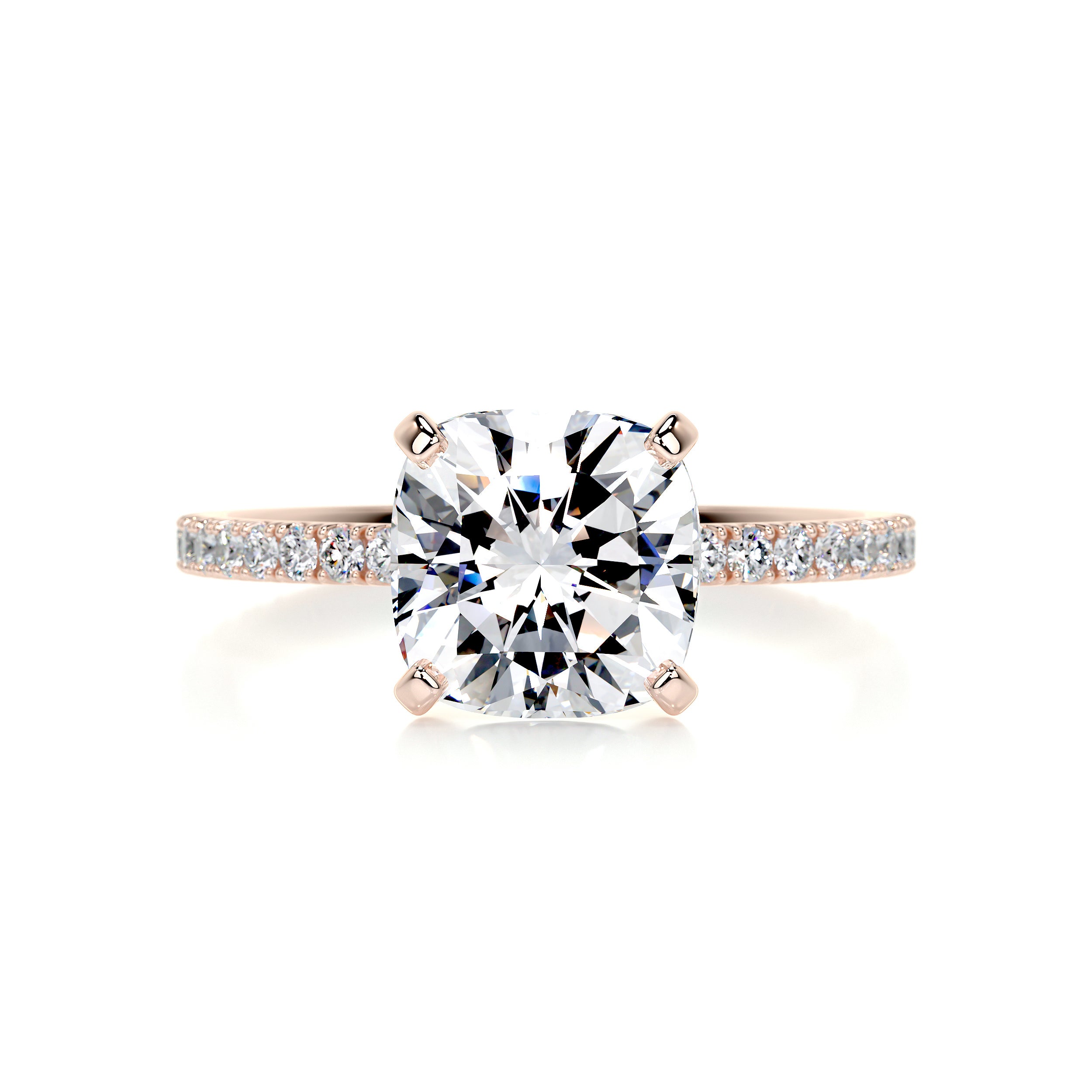 Stephanie Moissanite & Diamond Ring -14K Rose Gold