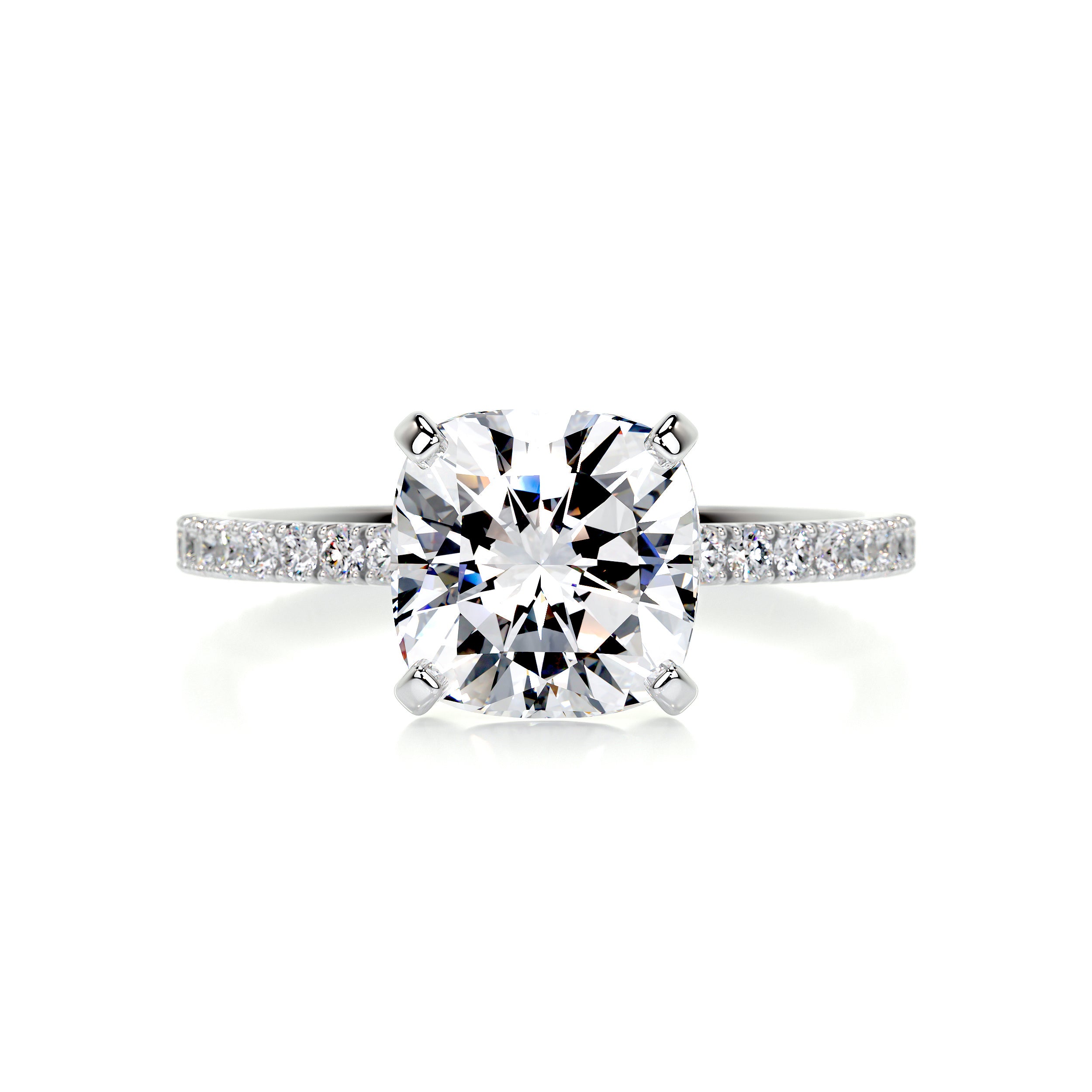 Stephanie Moissanite & Diamond Ring -14K White Gold