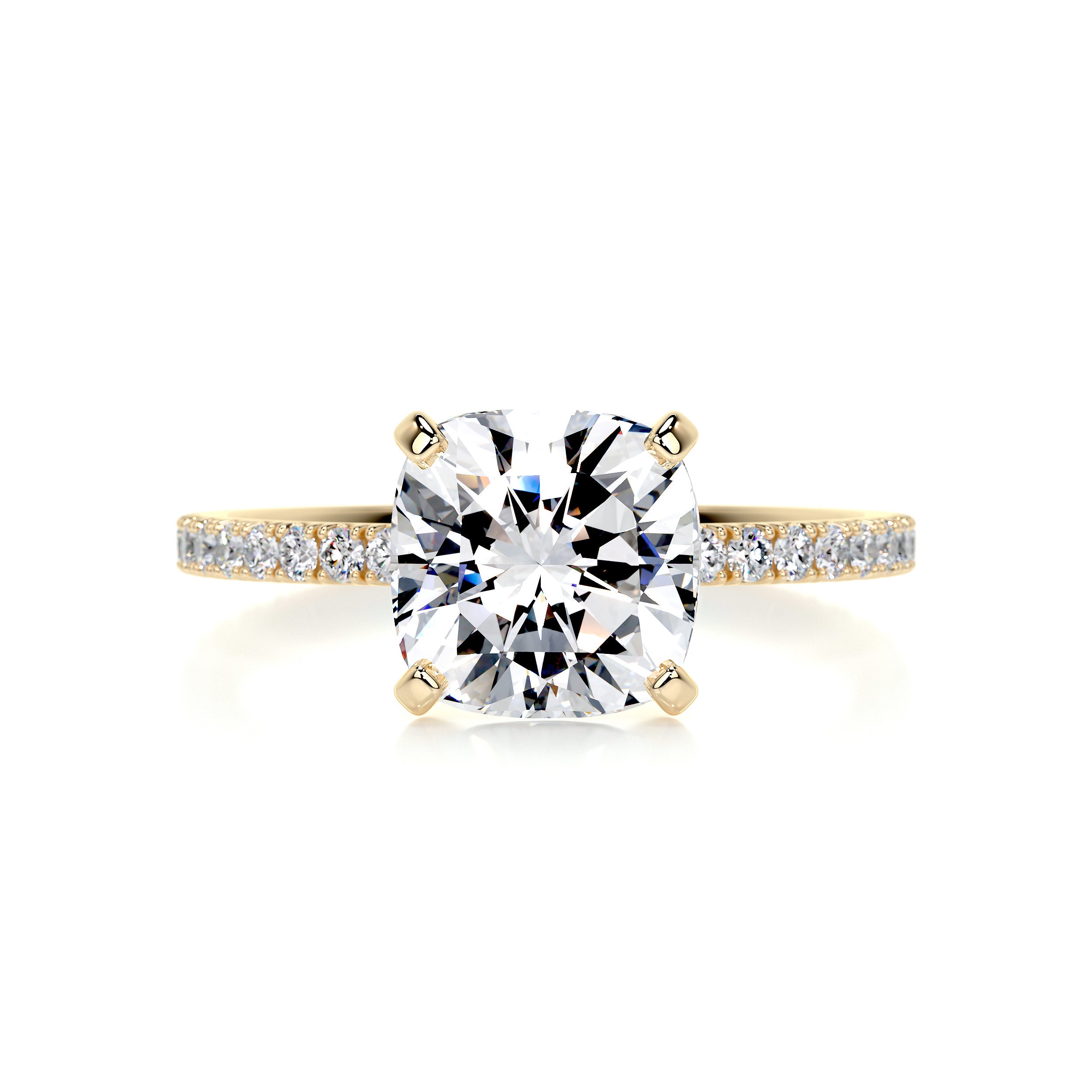 Stephanie Moissanite & Diamond Ring -18K Yellow Gold