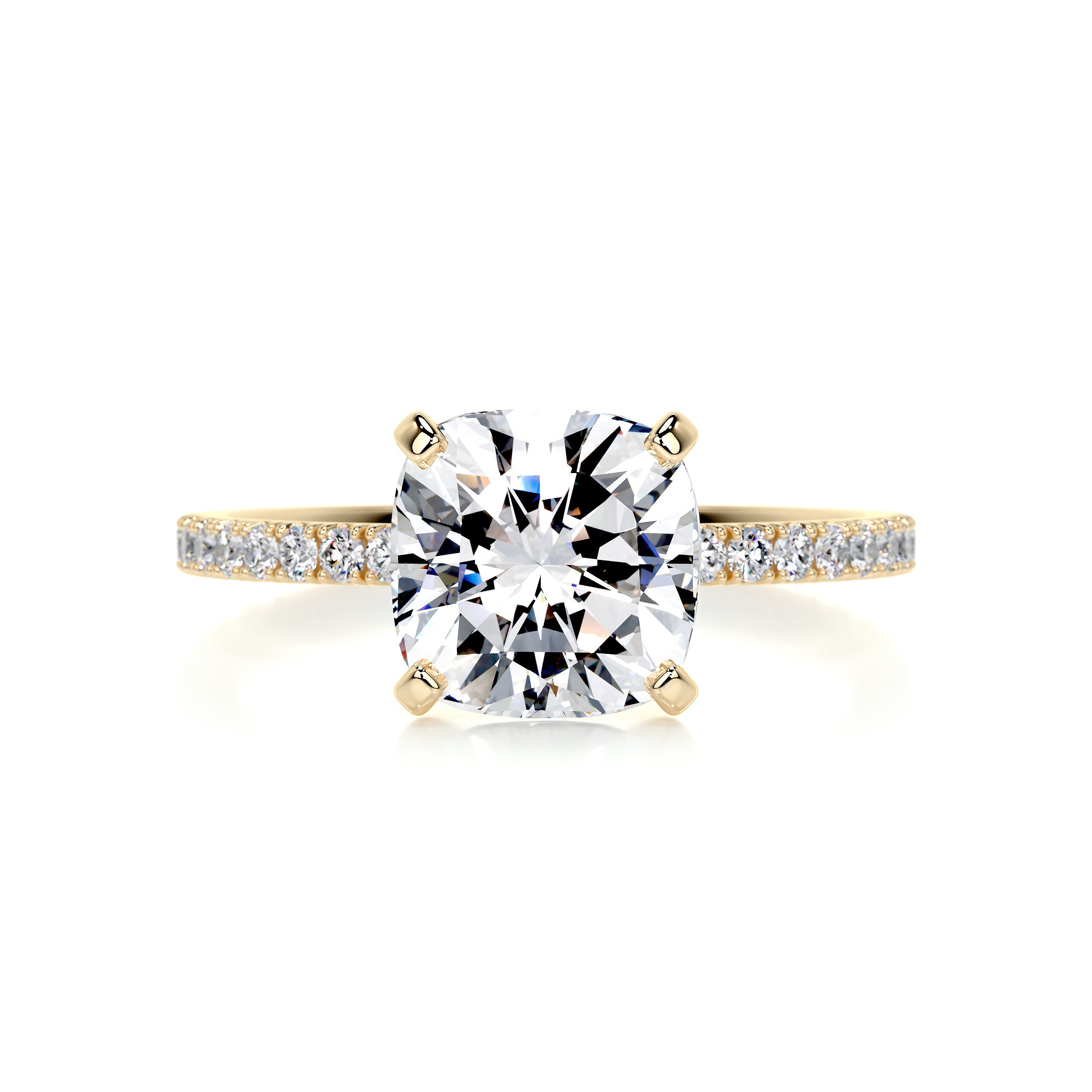 Stephanie Moissanite & Diamonds Ring -18K Yellow Gold