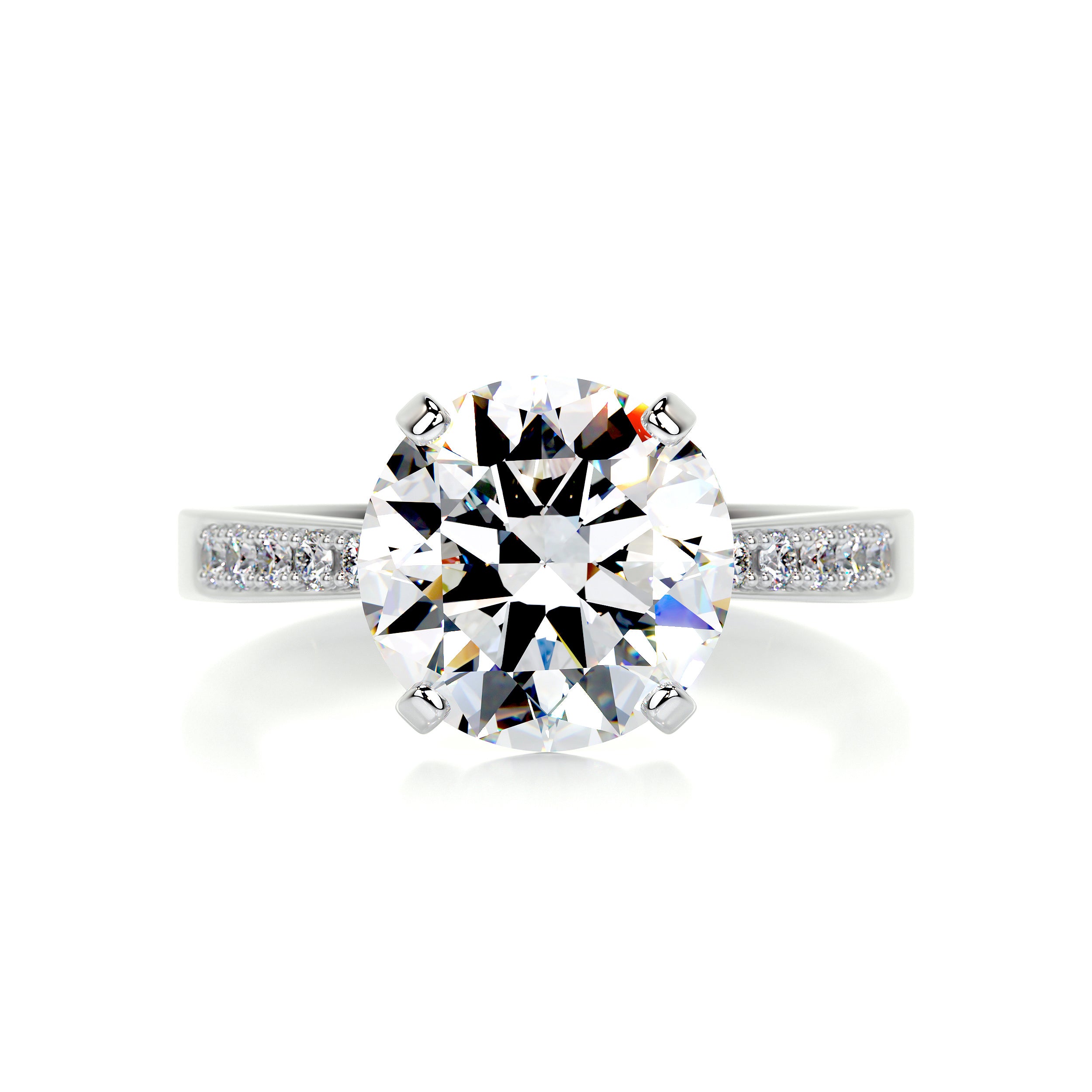 Margaret Moissanite & Diamond Ring -14K White Gold