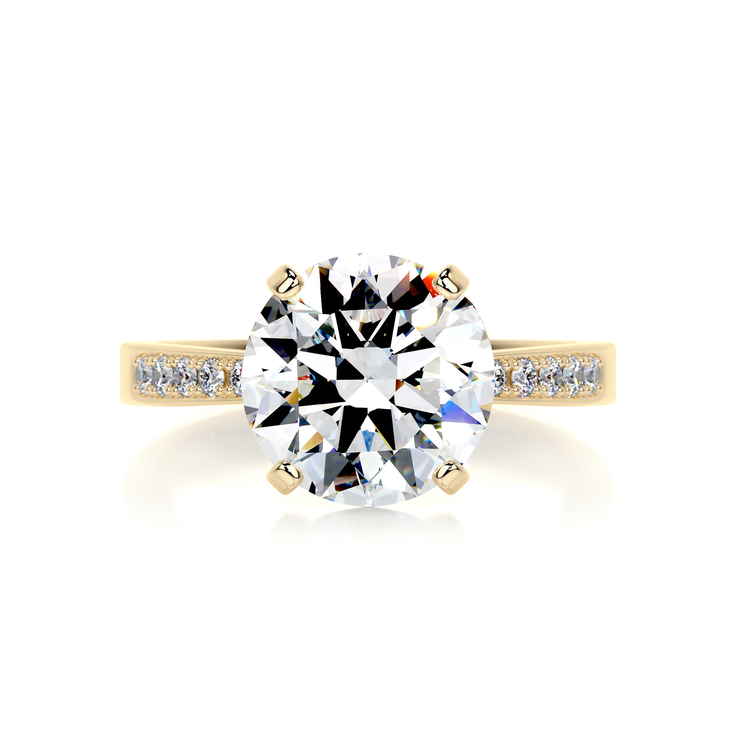 Margaret Moissanite & Diamond Ring -18K Yellow Gold