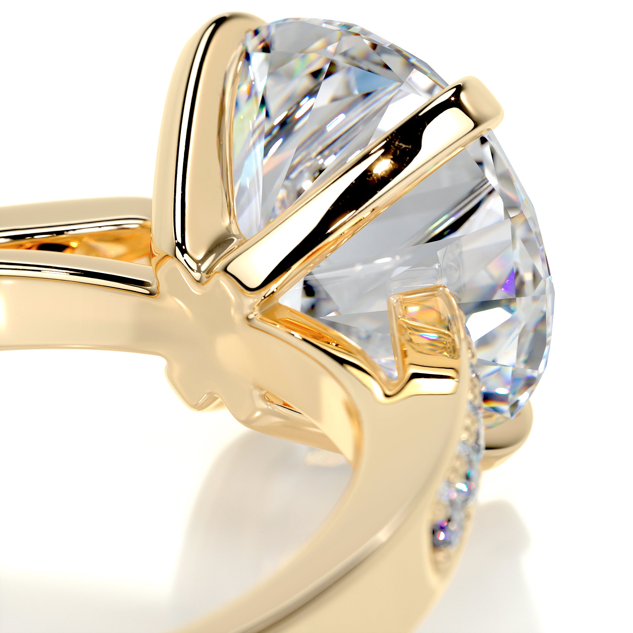 Margaret Moissanite & Diamond Ring -18K Yellow Gold