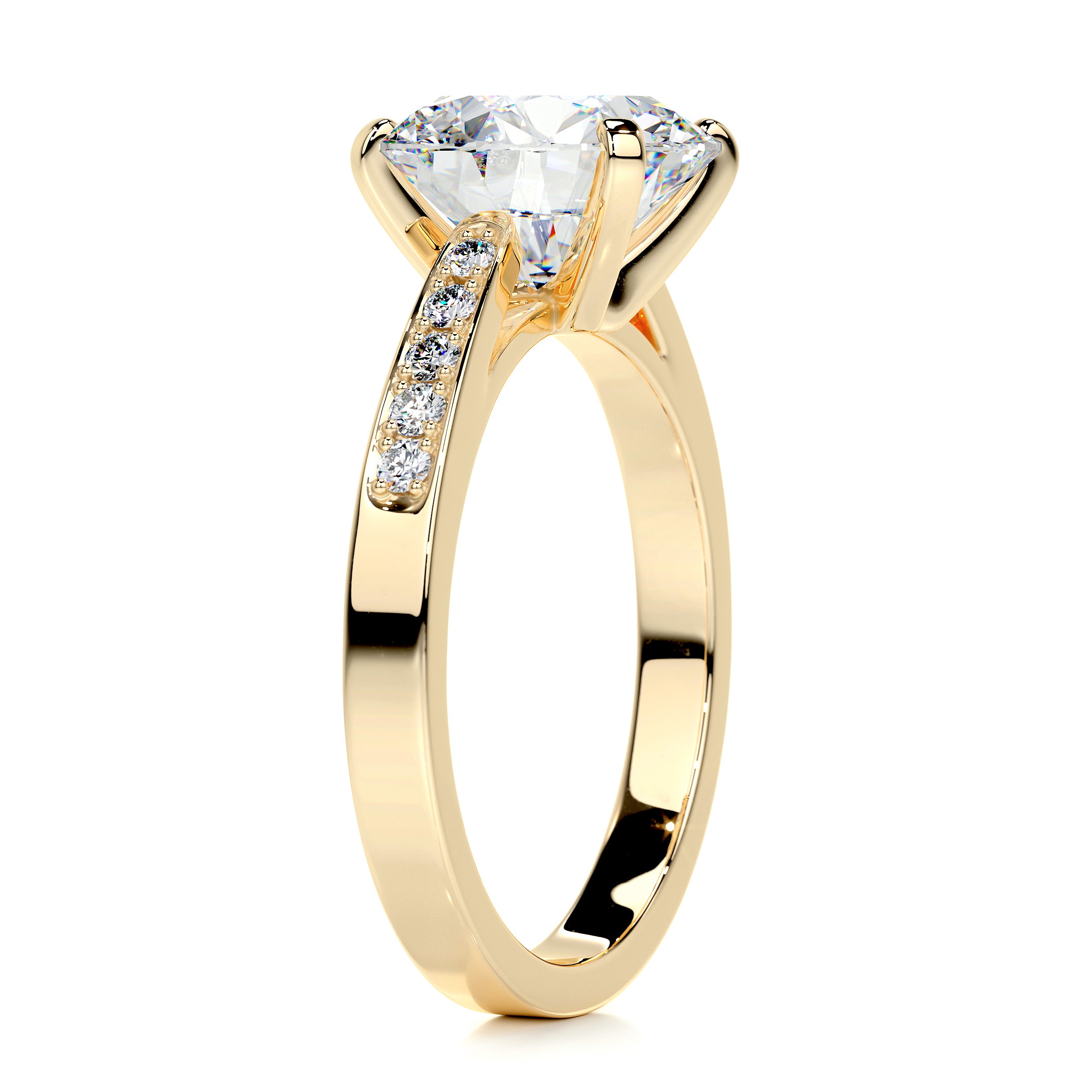 Margaret Moissanite & Diamond Ring -18K Yellow Gold