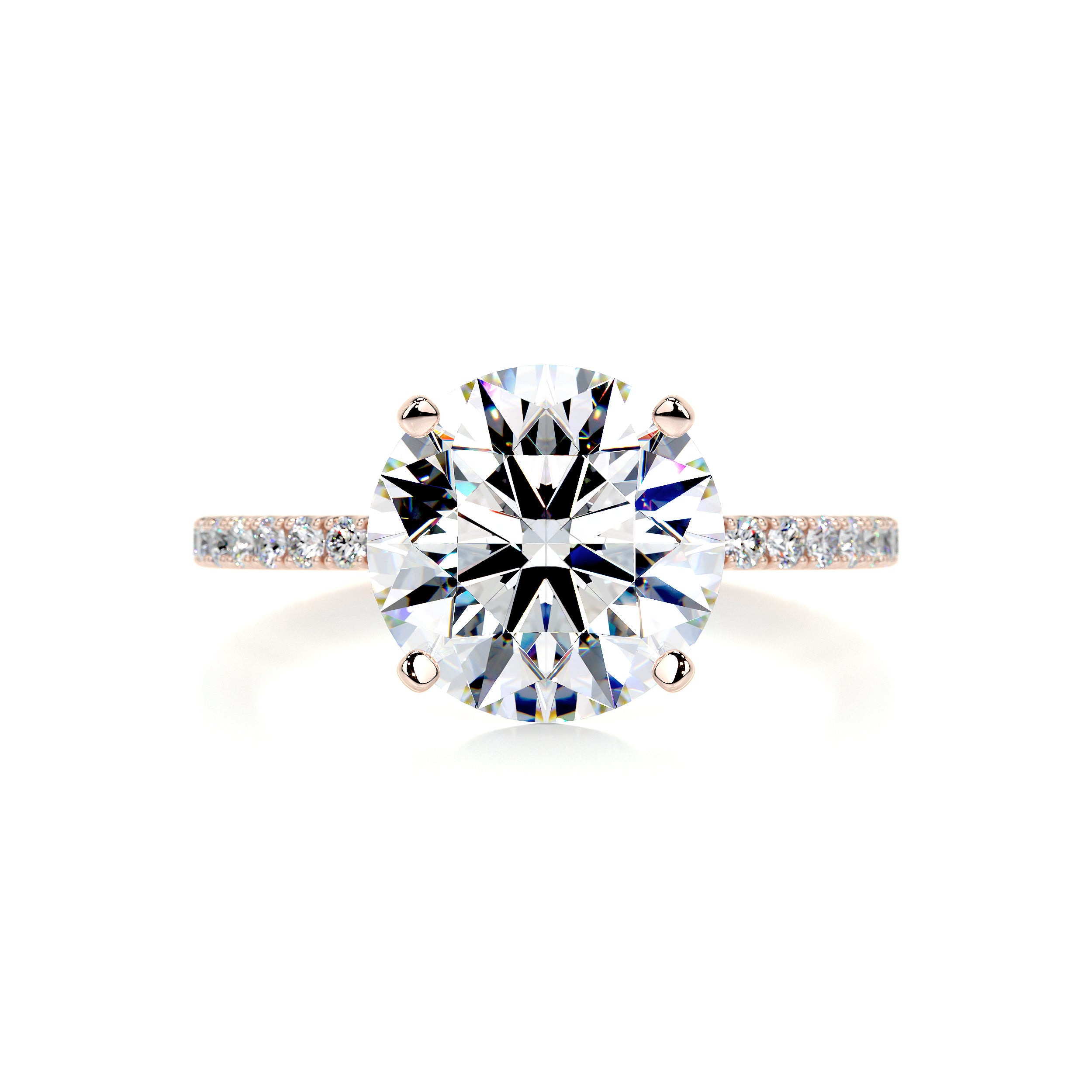 Stephanie Moissanite & Diamond Ring -14K Rose Gold