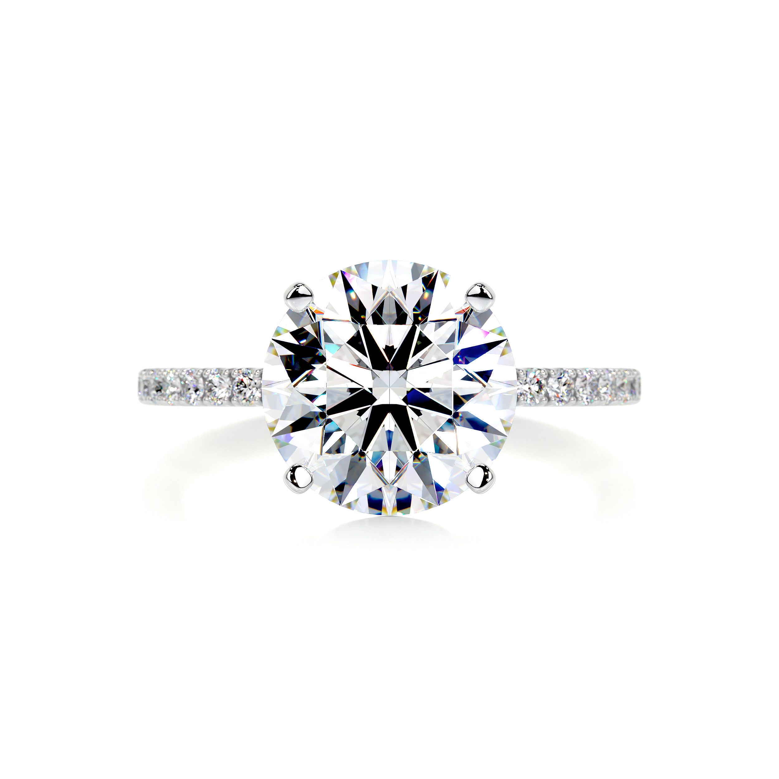 Stephanie Moissanite & Diamond Ring -18K White Gold