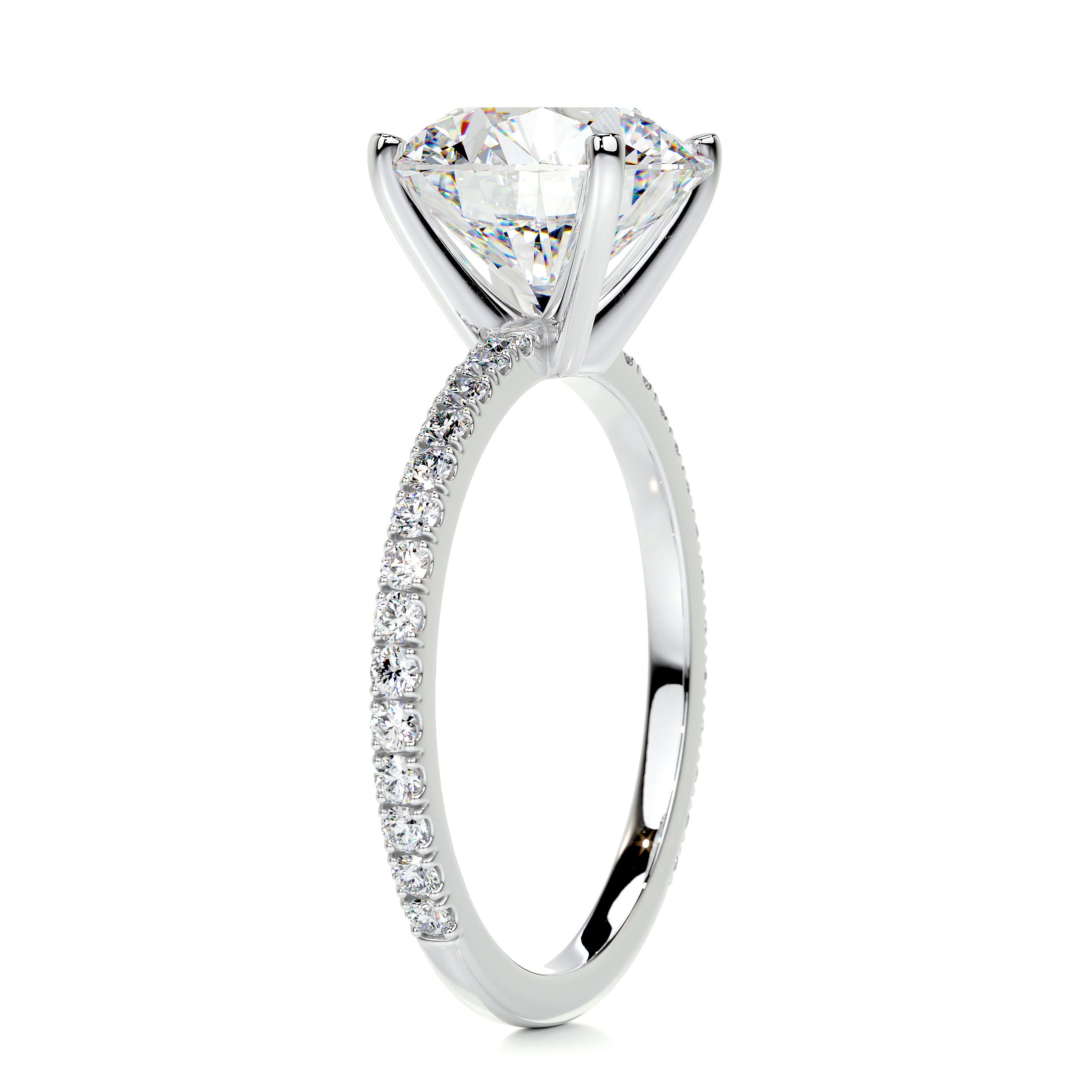 Stephanie Moissanite & Diamond Ring -18K White Gold
