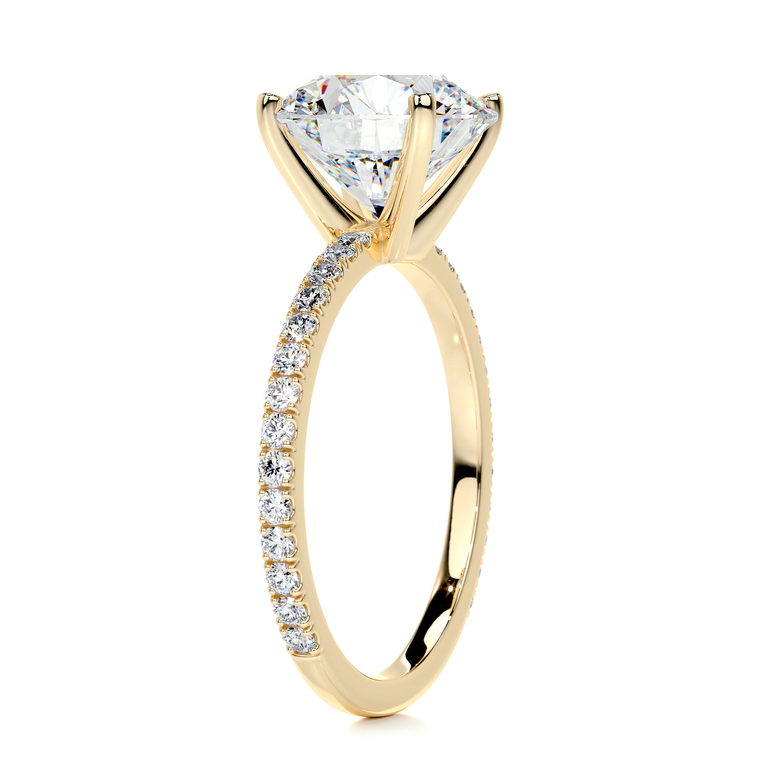 Stephanie Moissanite & Diamond Ring -18K Yellow Gold