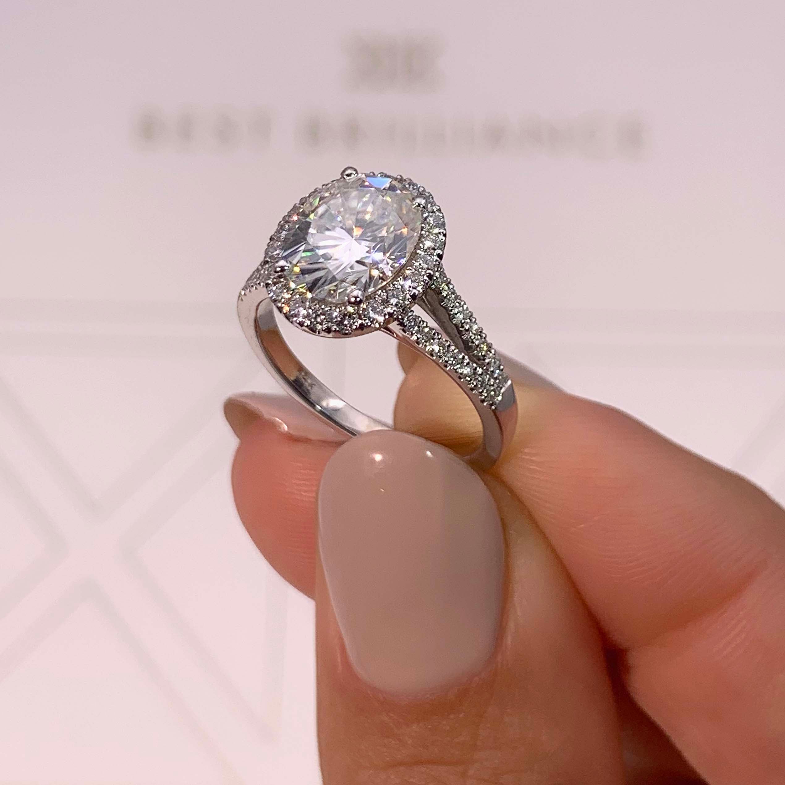 Blakely Moissanite & Diamond Ring -14K White Gold