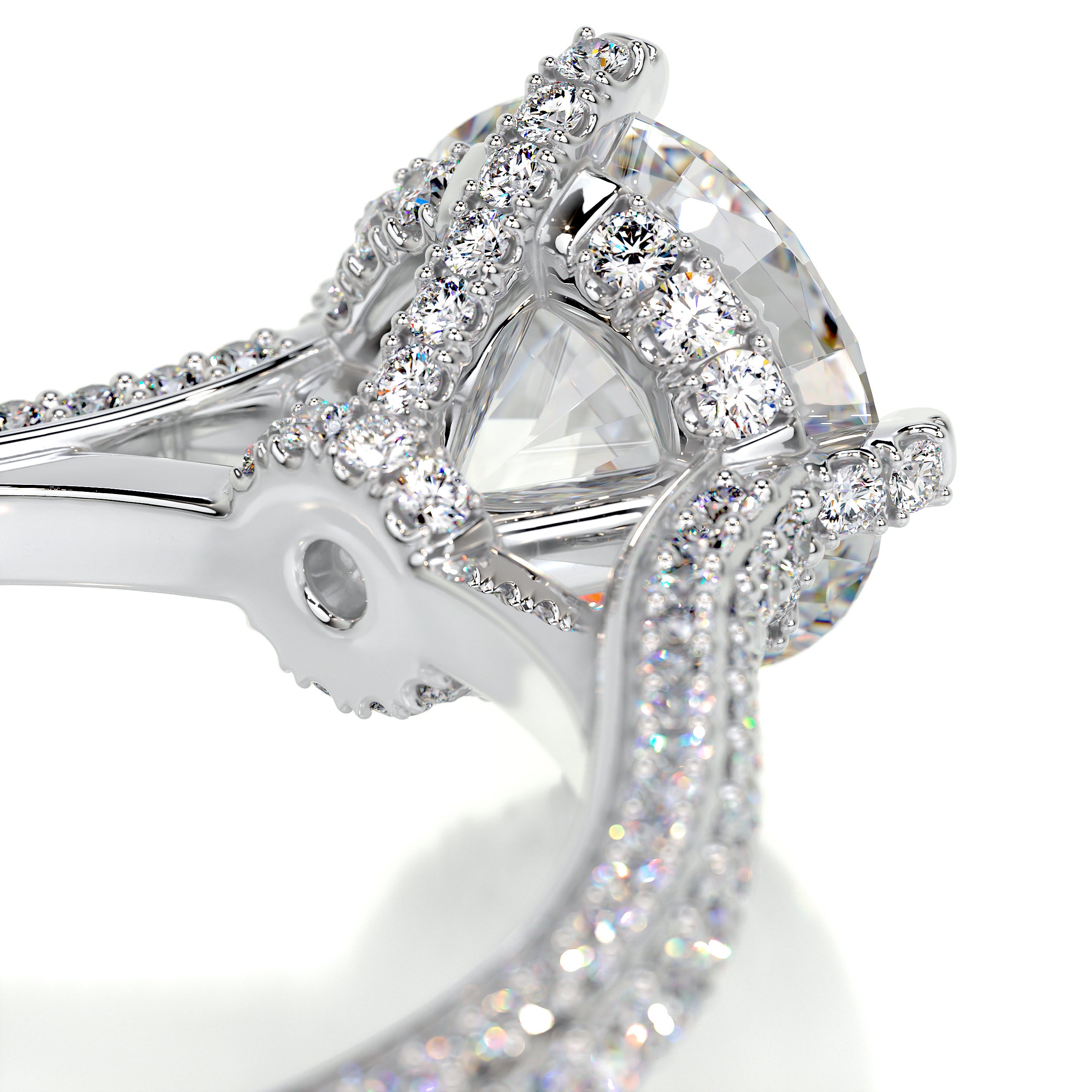 Jocelyn Moissanite & Diamond Ring -14K White Gold