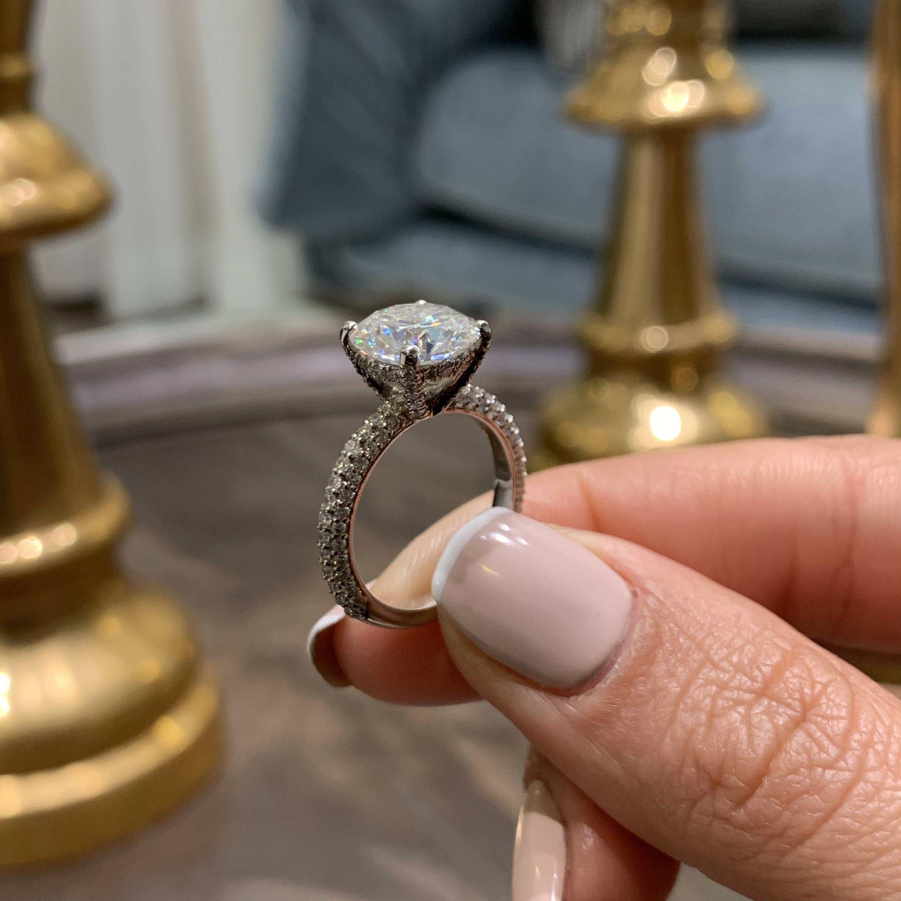 Lorena Moissanite & Diamond Ring -14K White Gold