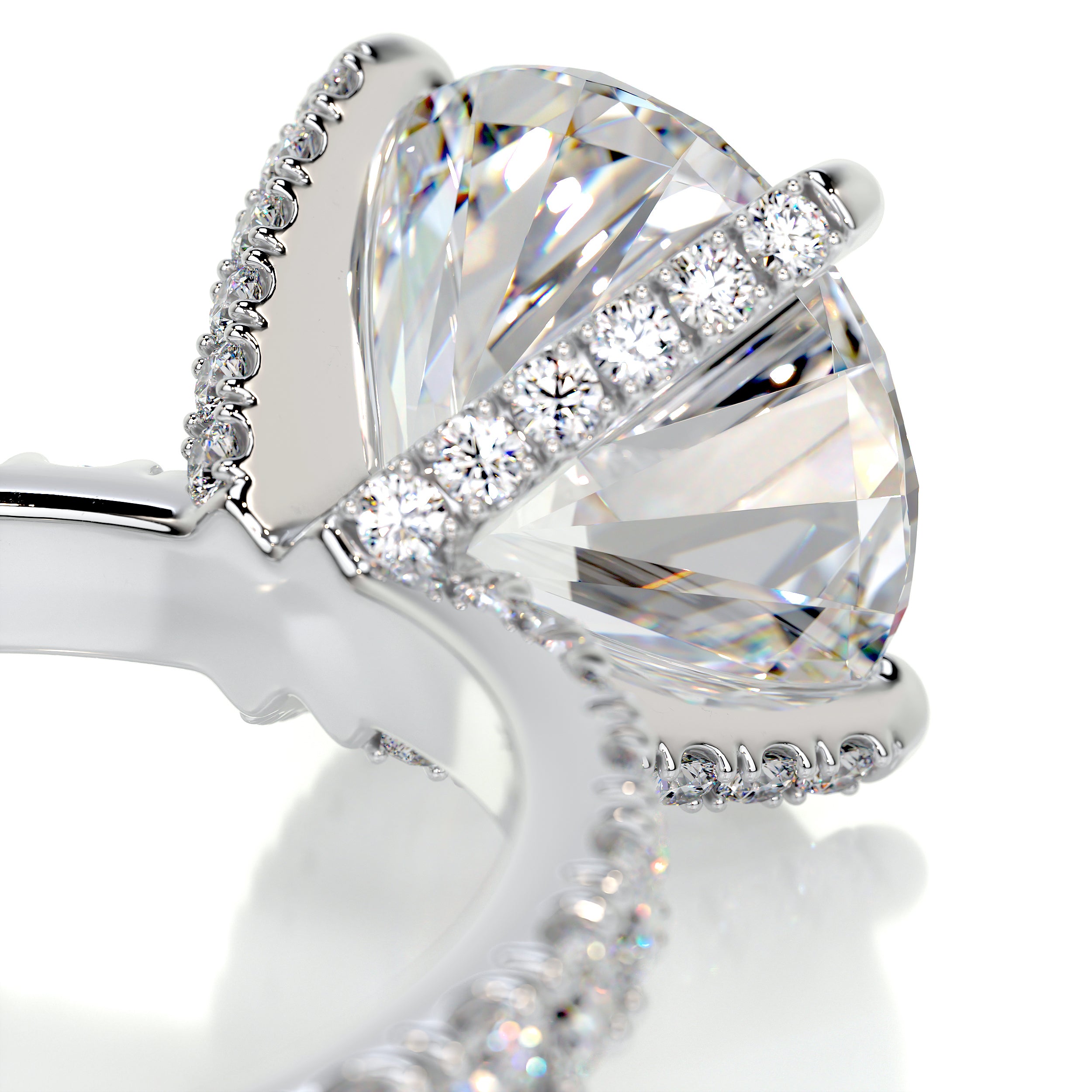 Alison Moissanite & Diamond Ring -14K White Gold