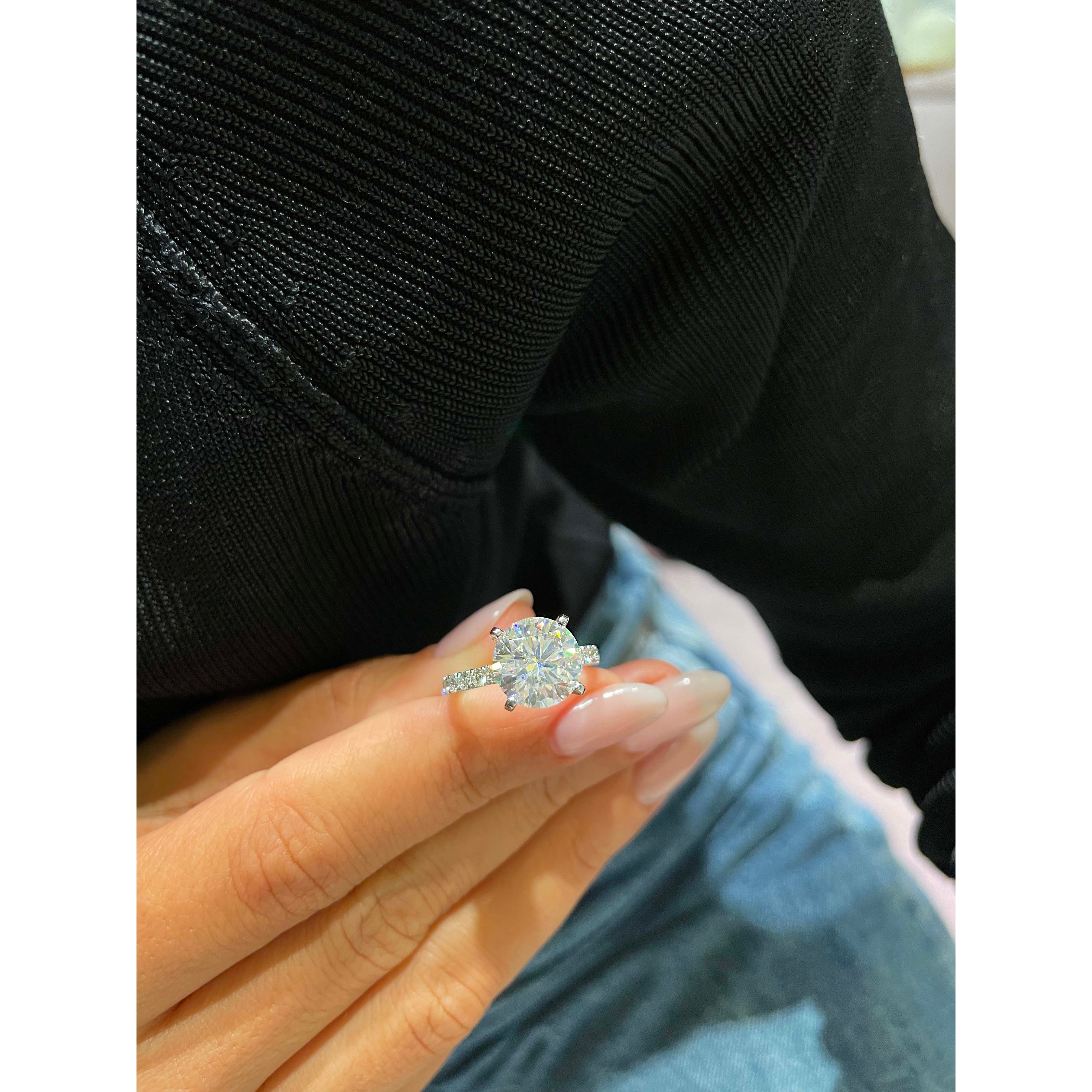 Alison Moissanite & Diamond Ring -14K White Gold