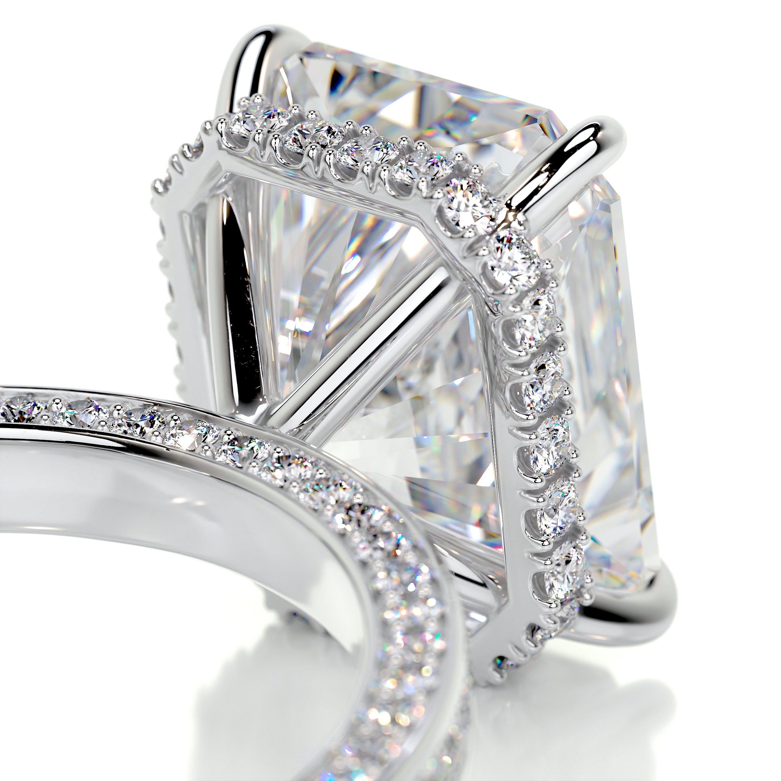 Pamela Moissanite & Diamonds Ring -18K White Gold