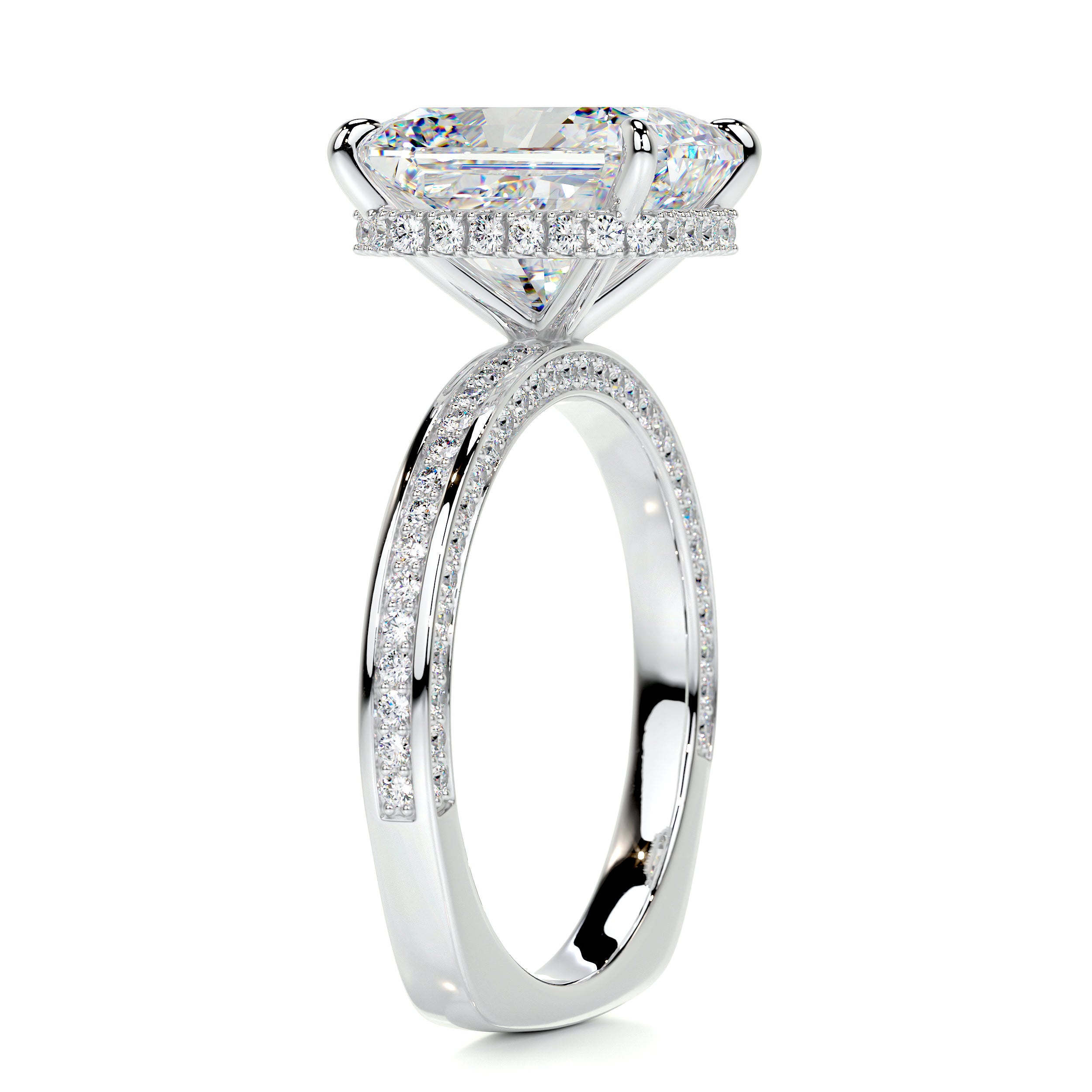 Pamela Moissanite & Diamonds Ring -14K White Gold