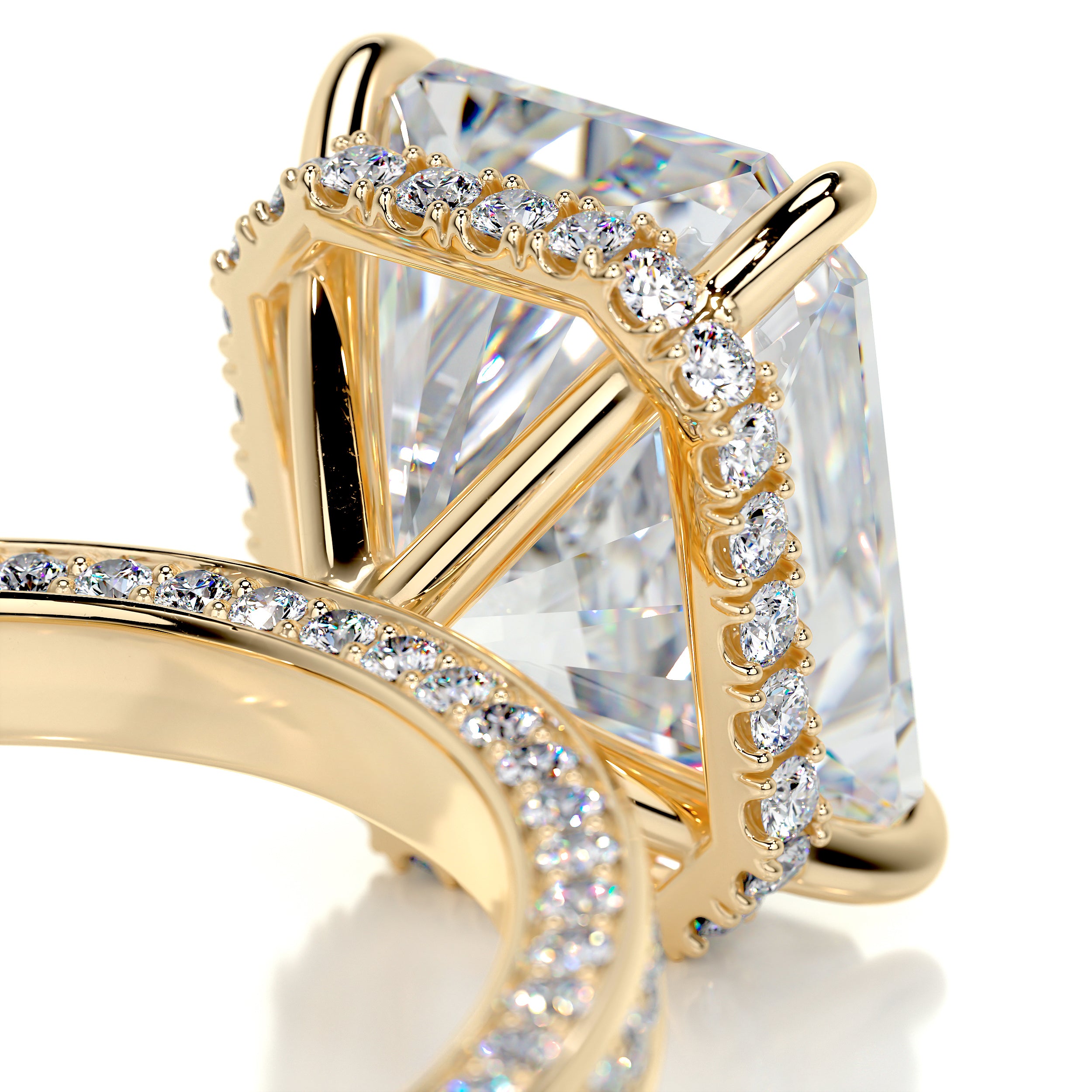 Pamela Moissanite & Diamond Ring -18K Yellow Gold