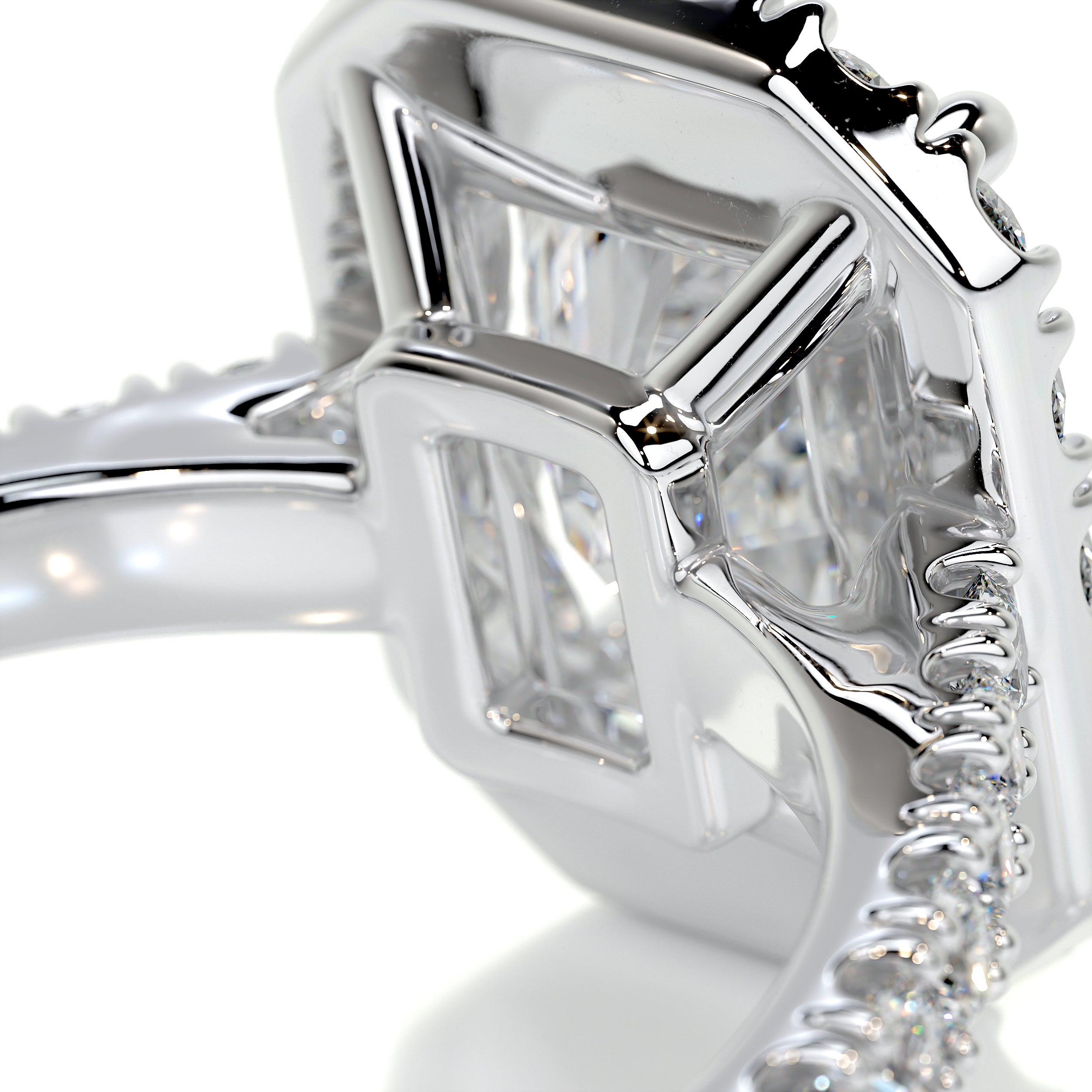 Andrea Moissanite & Diamond Ring -18K White Gold