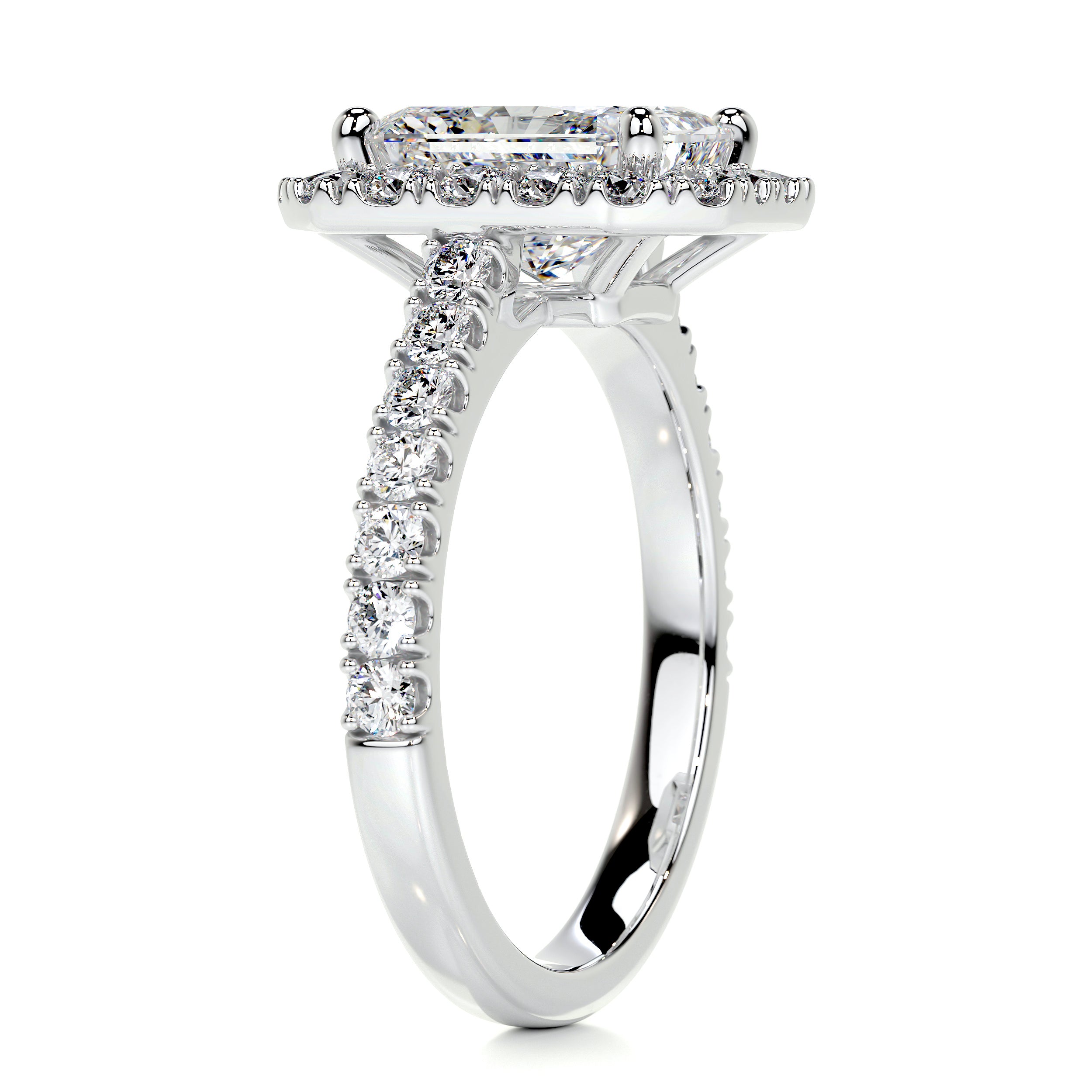 Andrea Moissanite & Diamond Ring -18K White Gold