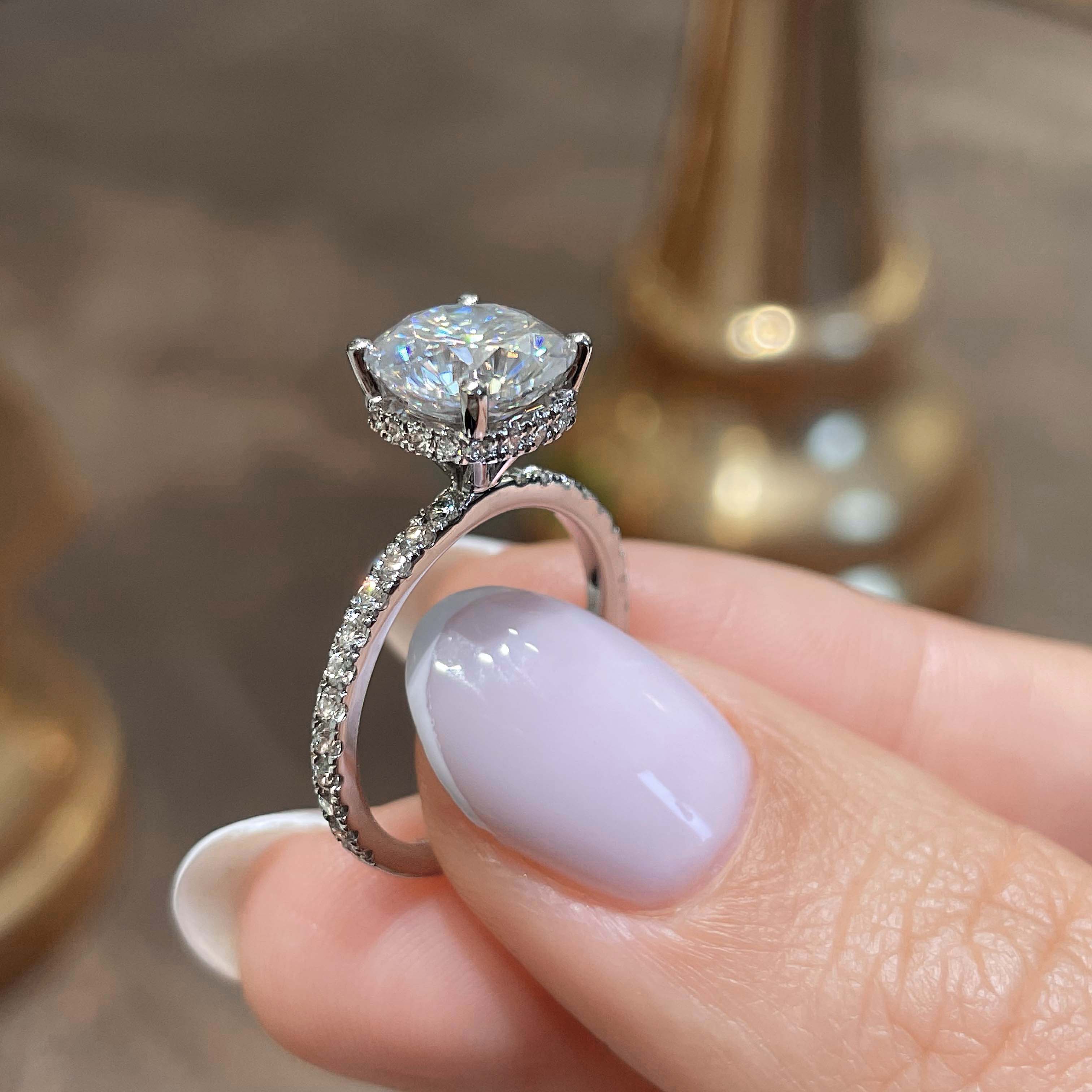 Madeline Moissanite & Diamond Ring -18K White Gold