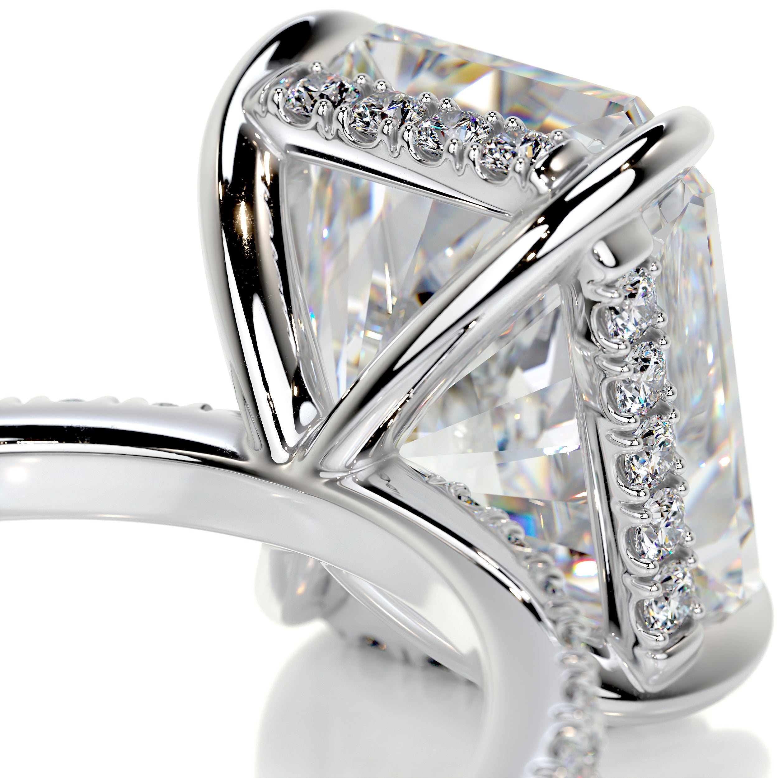 Luna Moissanite & Diamonds Ring -18K White Gold