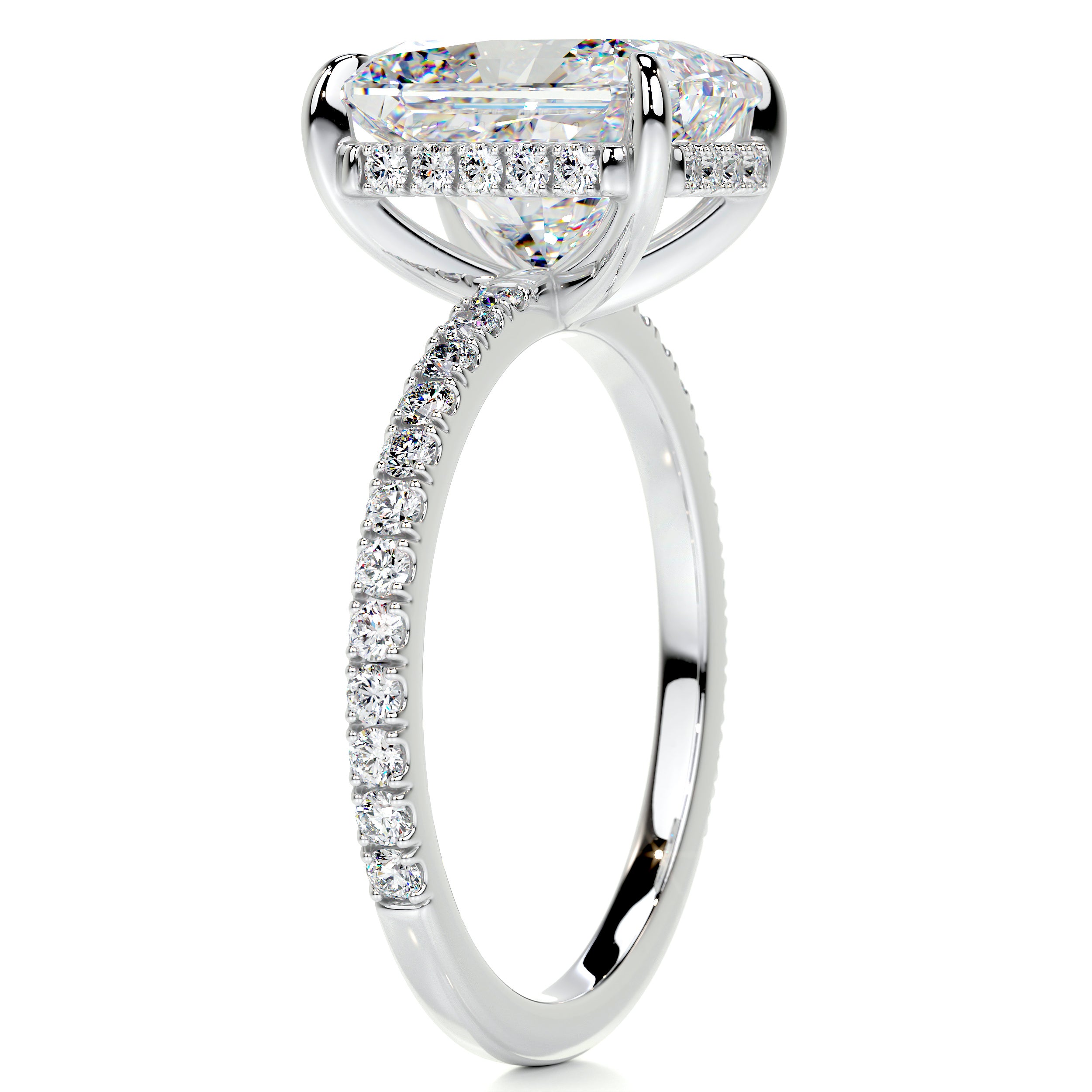 Luna Moissanite & Diamonds Ring -14K White Gold