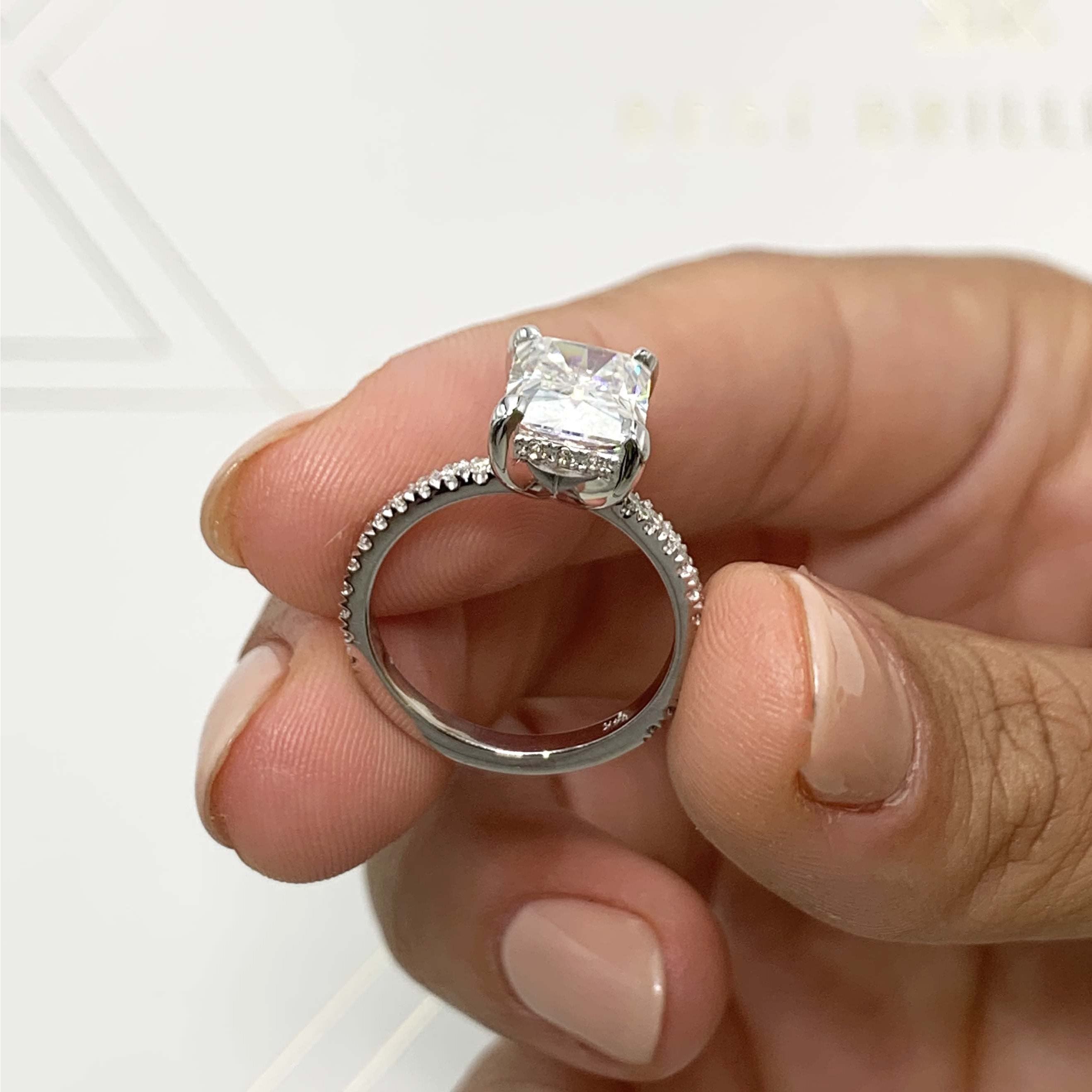 Luna Moissanite & Diamonds Ring -14K White Gold