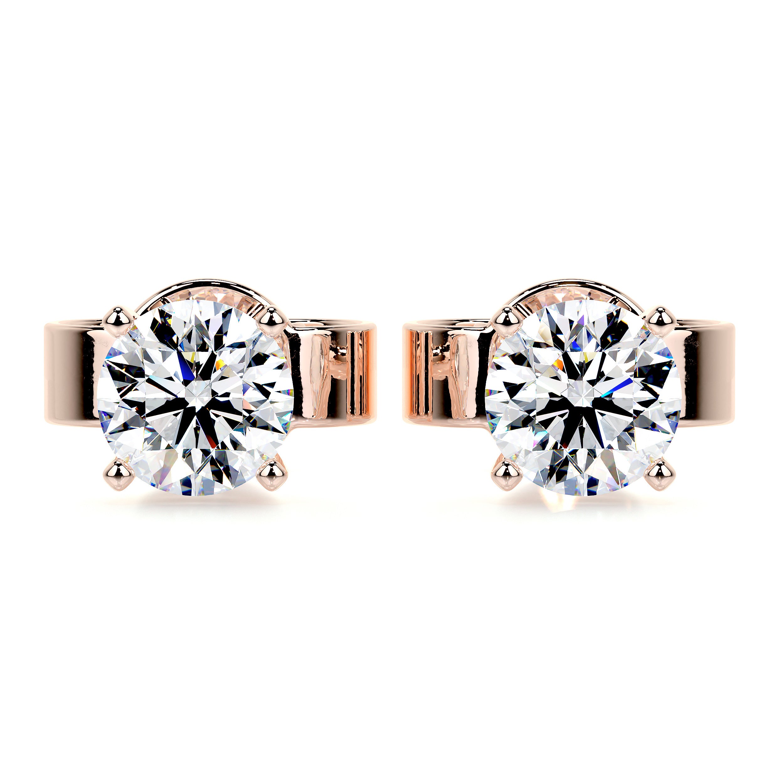 Allen Moissanite Earrings (3 Carat) -14K Rose Gold