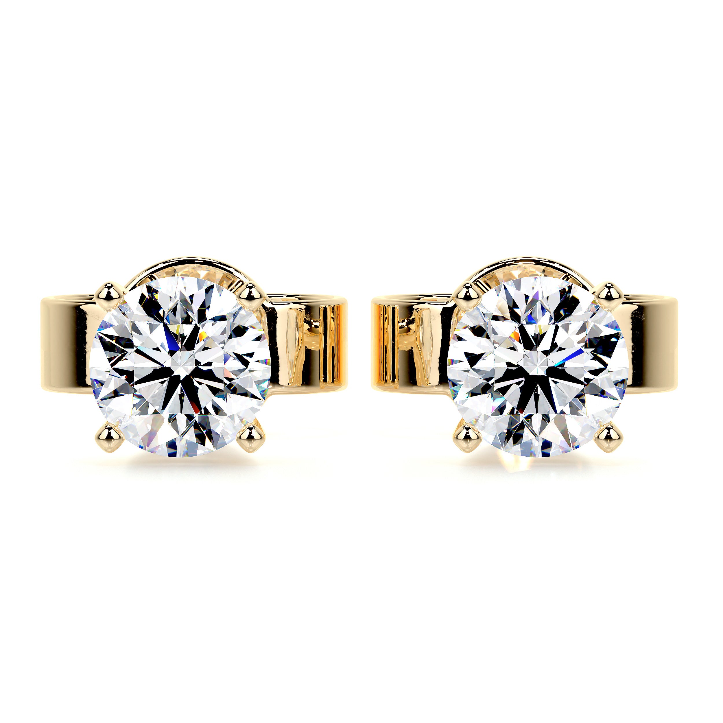 Allen Moissanite Earrings (3 Carat) -18K Yellow Gold