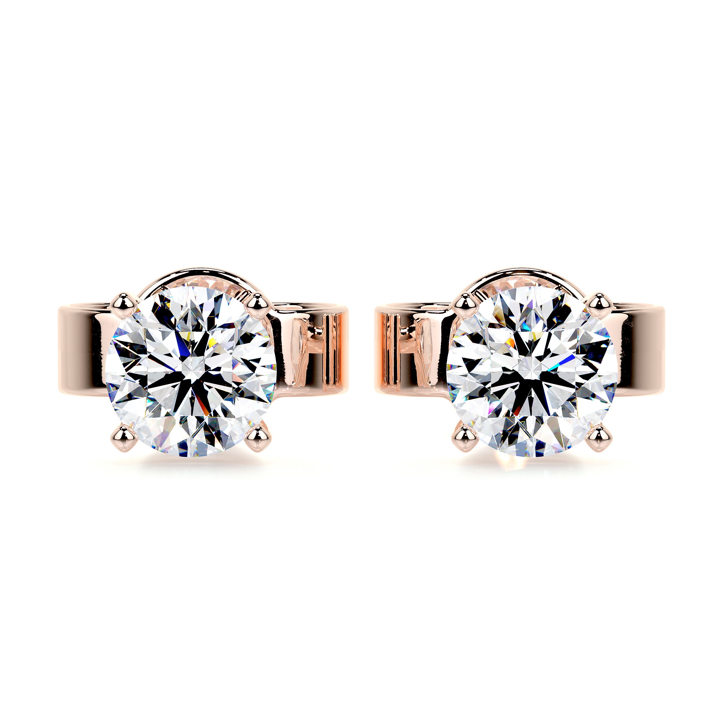 Allen Moissanite Earrings   (2 Carat) -14K Rose Gold