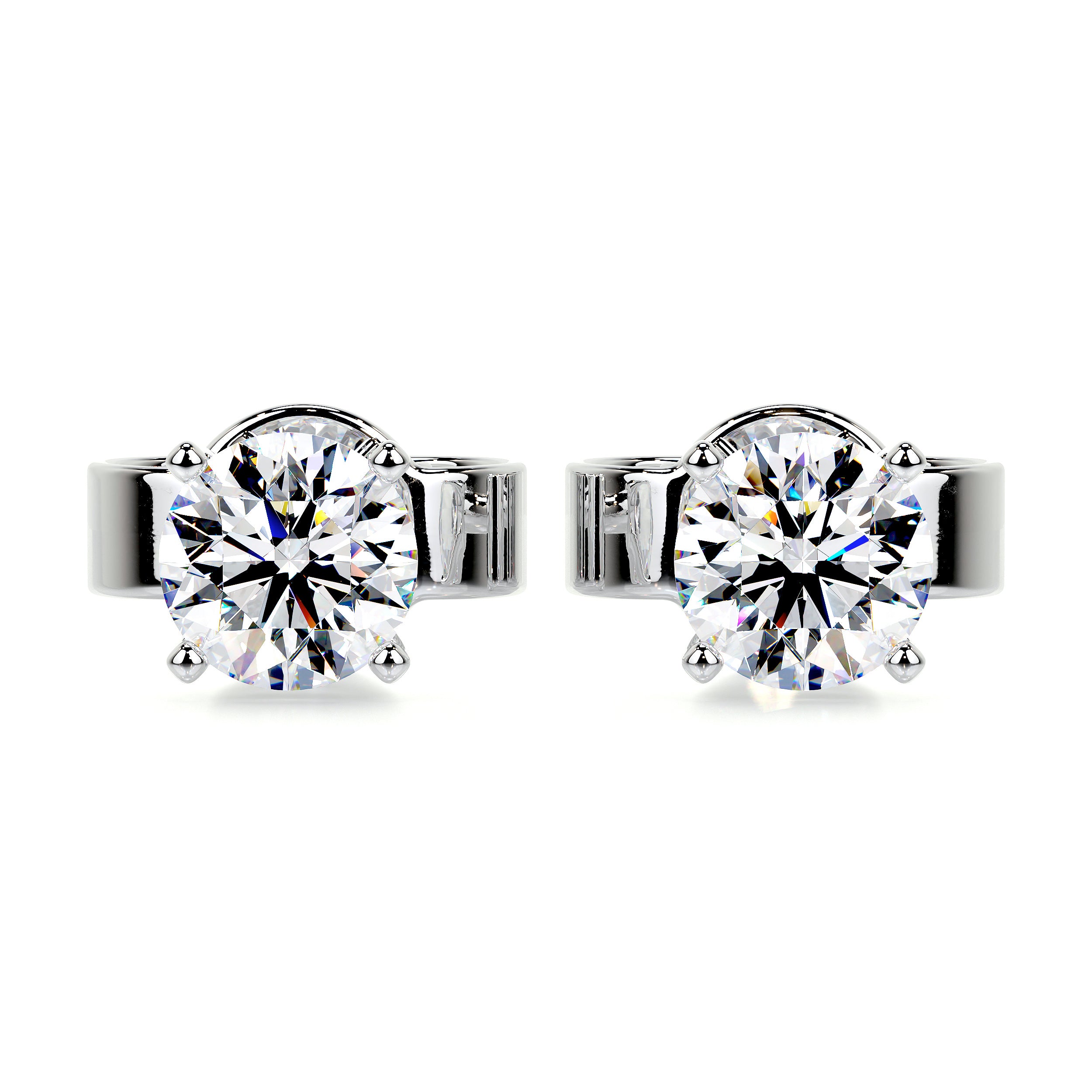 Allen Moissanite Earrings (2 Carat) -14K White Gold