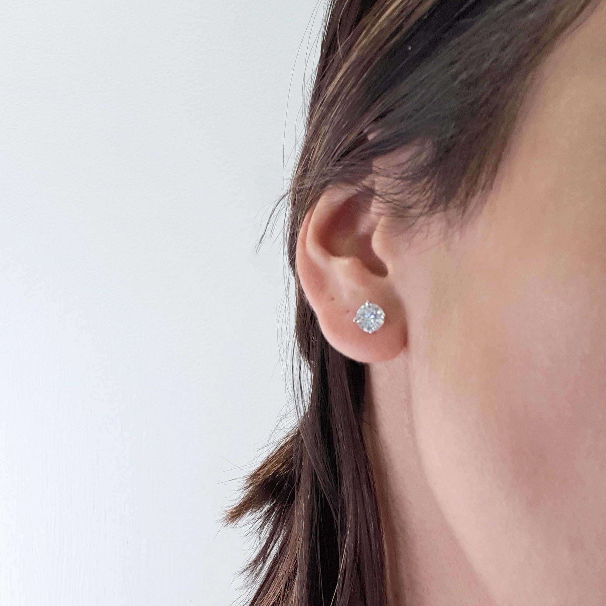 Allen Moissanite Earrings (2 Carat) -14K White Gold