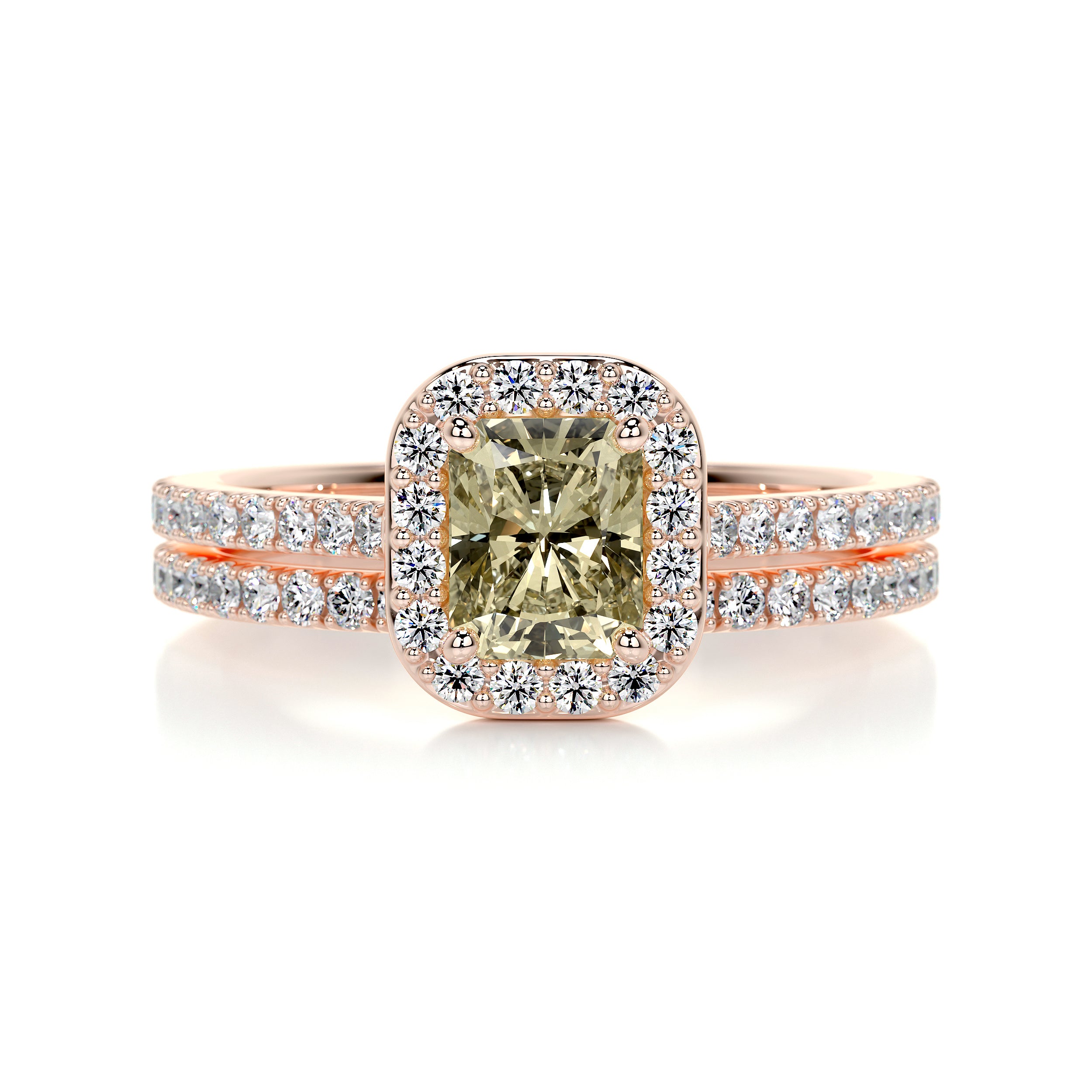 Cora Fancy Diamond Bridal Set -14K Rose Gold