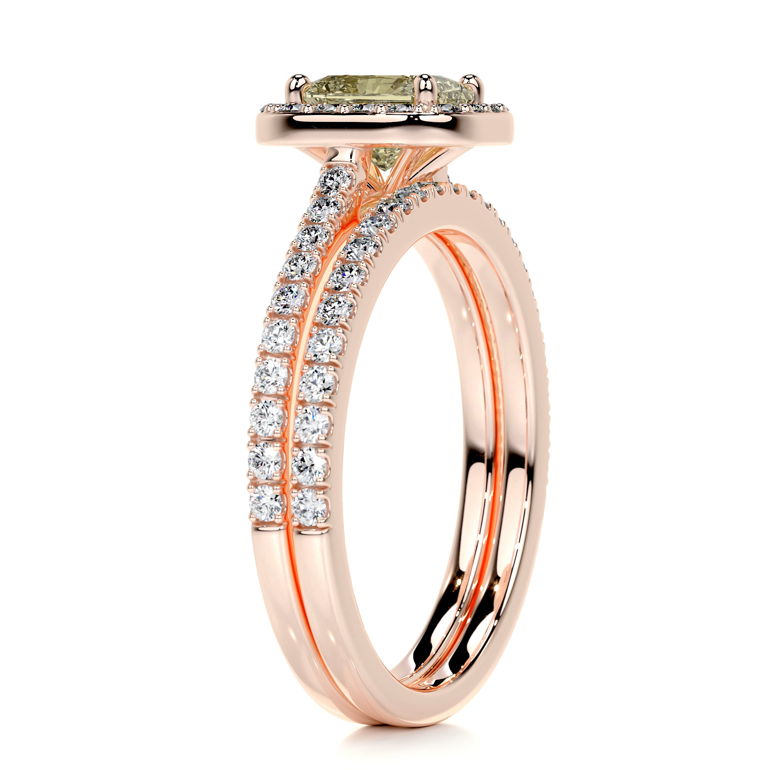 Cora Fancy Diamond Bridal Set -14K Rose Gold