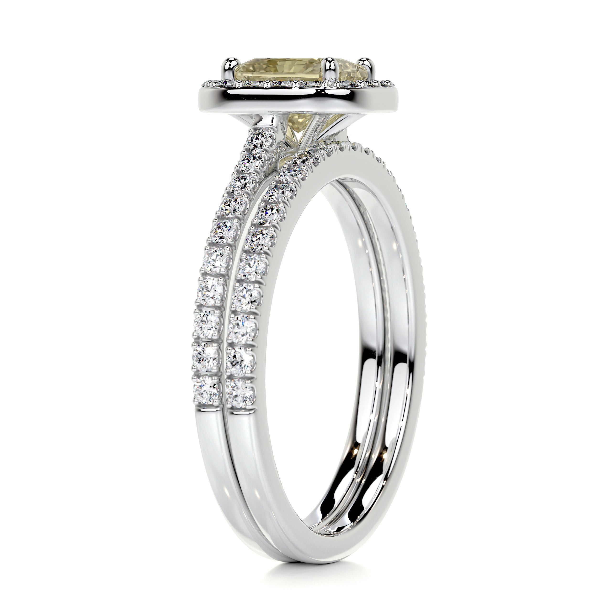 Cora Fancy Diamond Bridal Set -14K White Gold