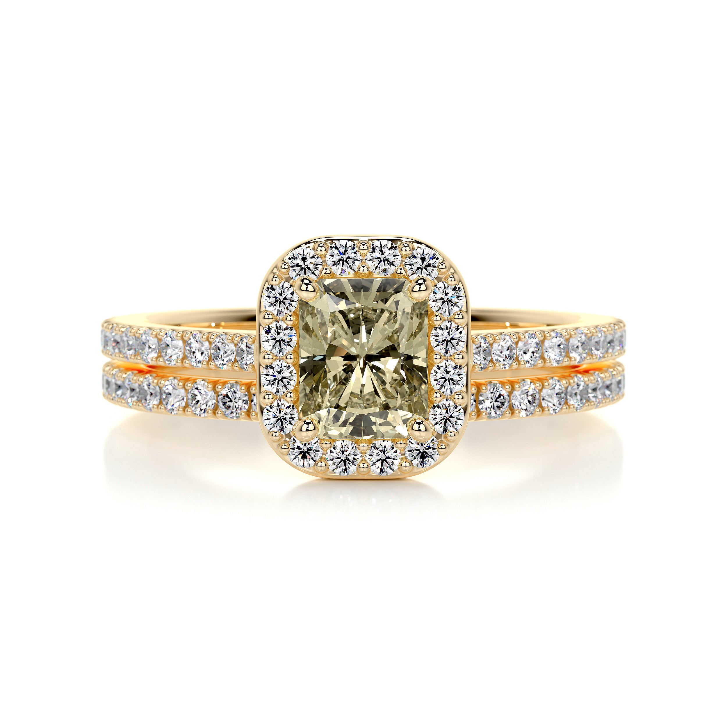 Cora Fancy Diamond Bridal Set -18K Yellow Gold