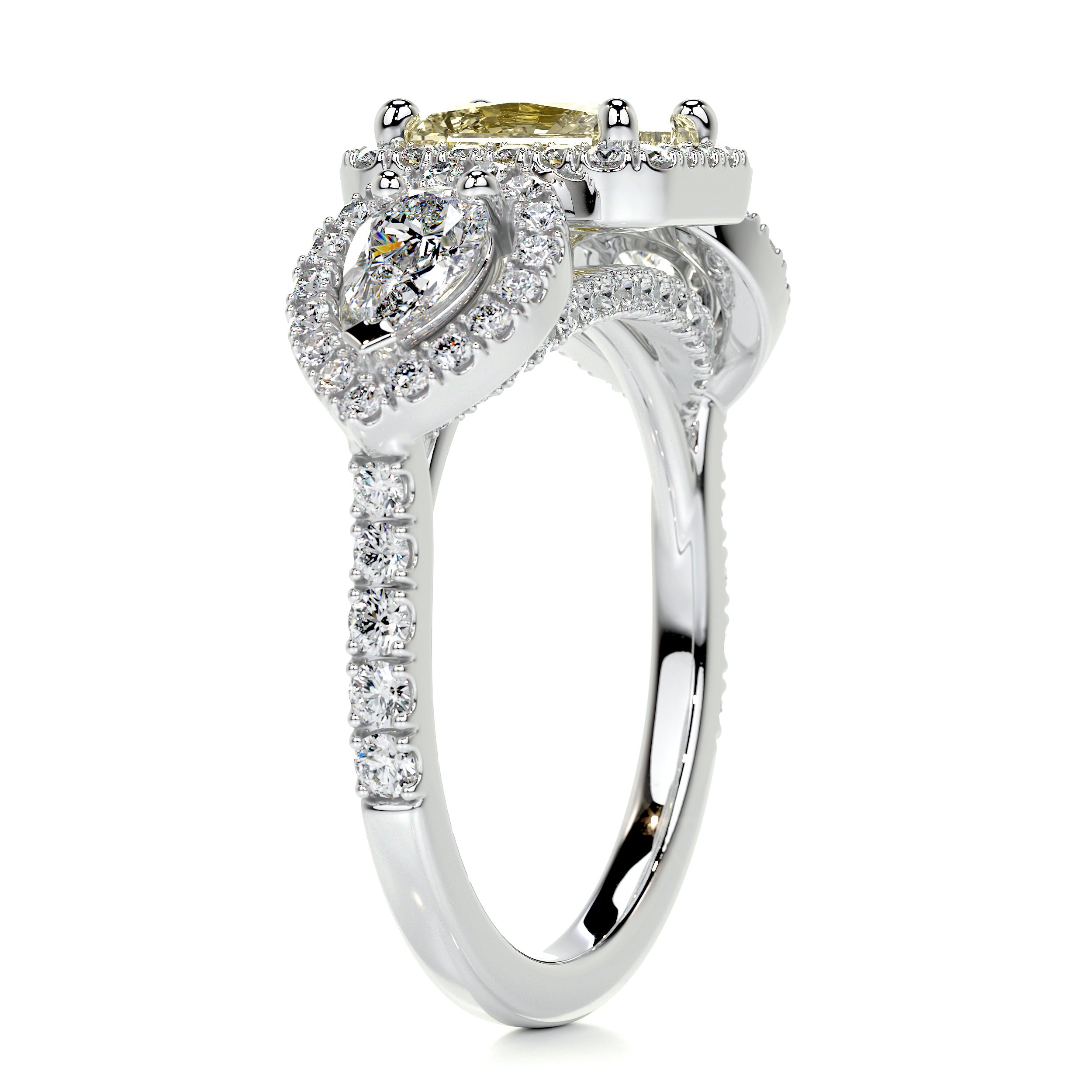 Violet Fantasy Diamond Engagement Ring - 14K White Gold