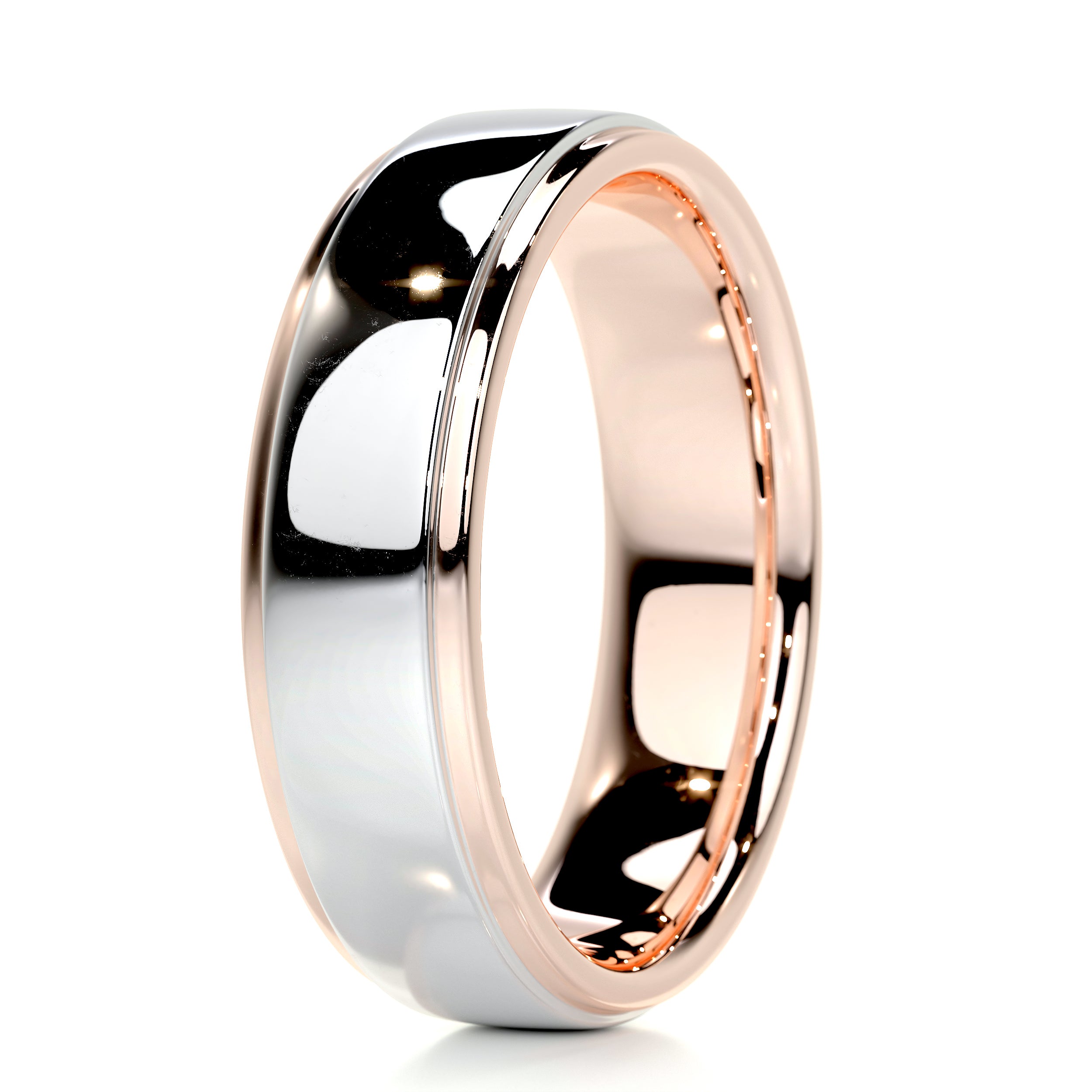 Pierre Men's Wedding Band -14K Rose Gold