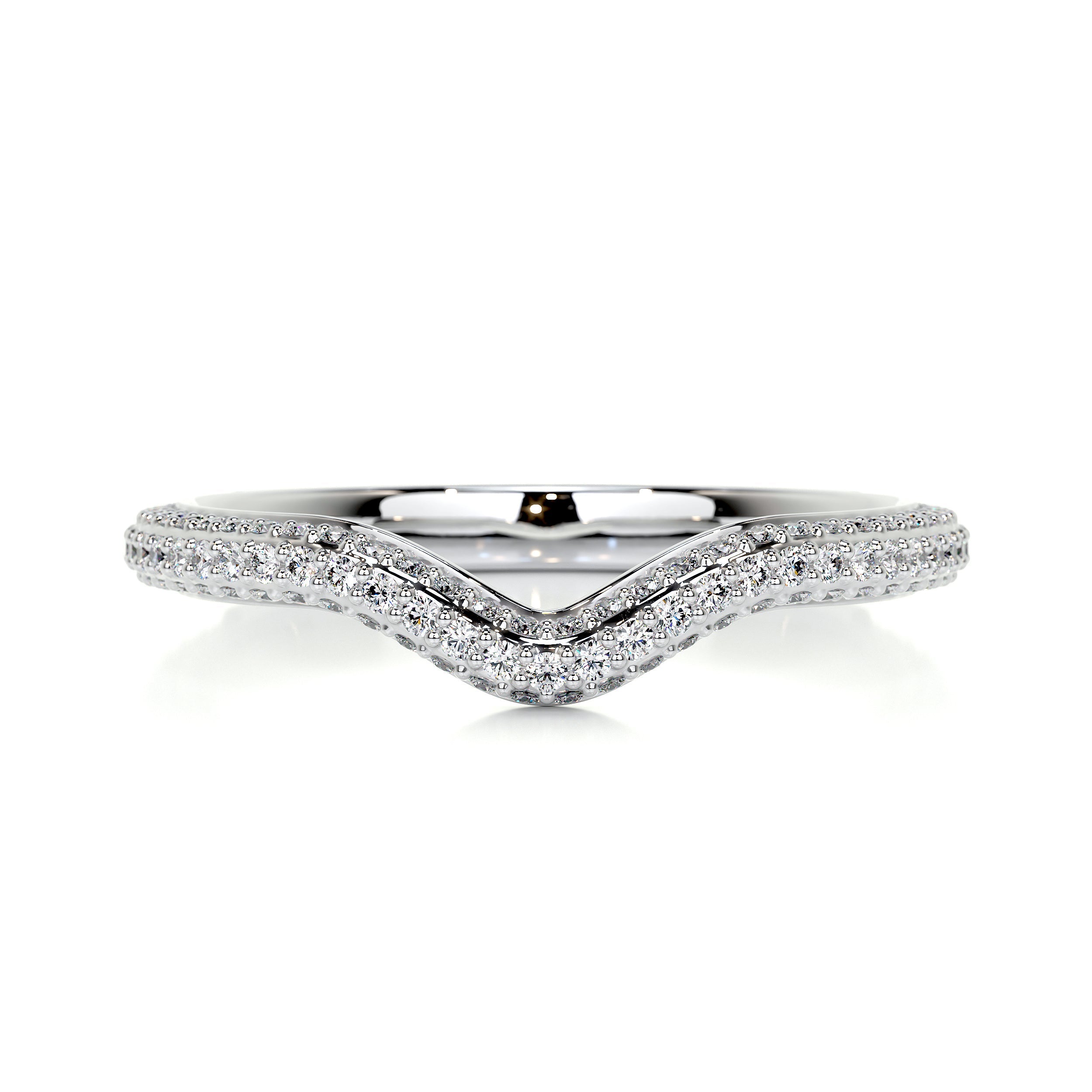 Anastasia Curved Wedding Ring   (0.75 Carat) -14K White Gold (RTS)