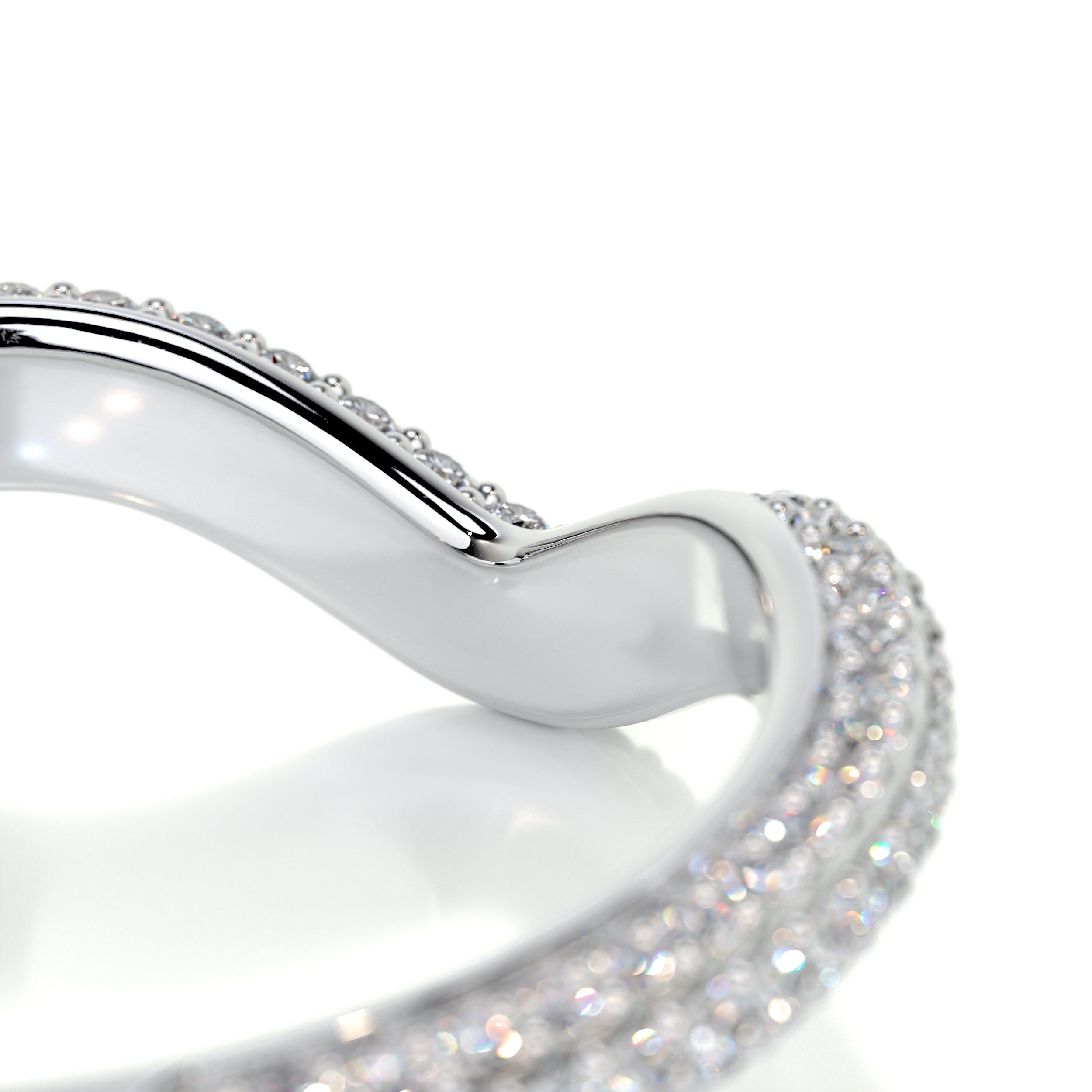 Anastasia Curved Wedding Ring   (0.75 Carat) -14K White Gold (RTS)
