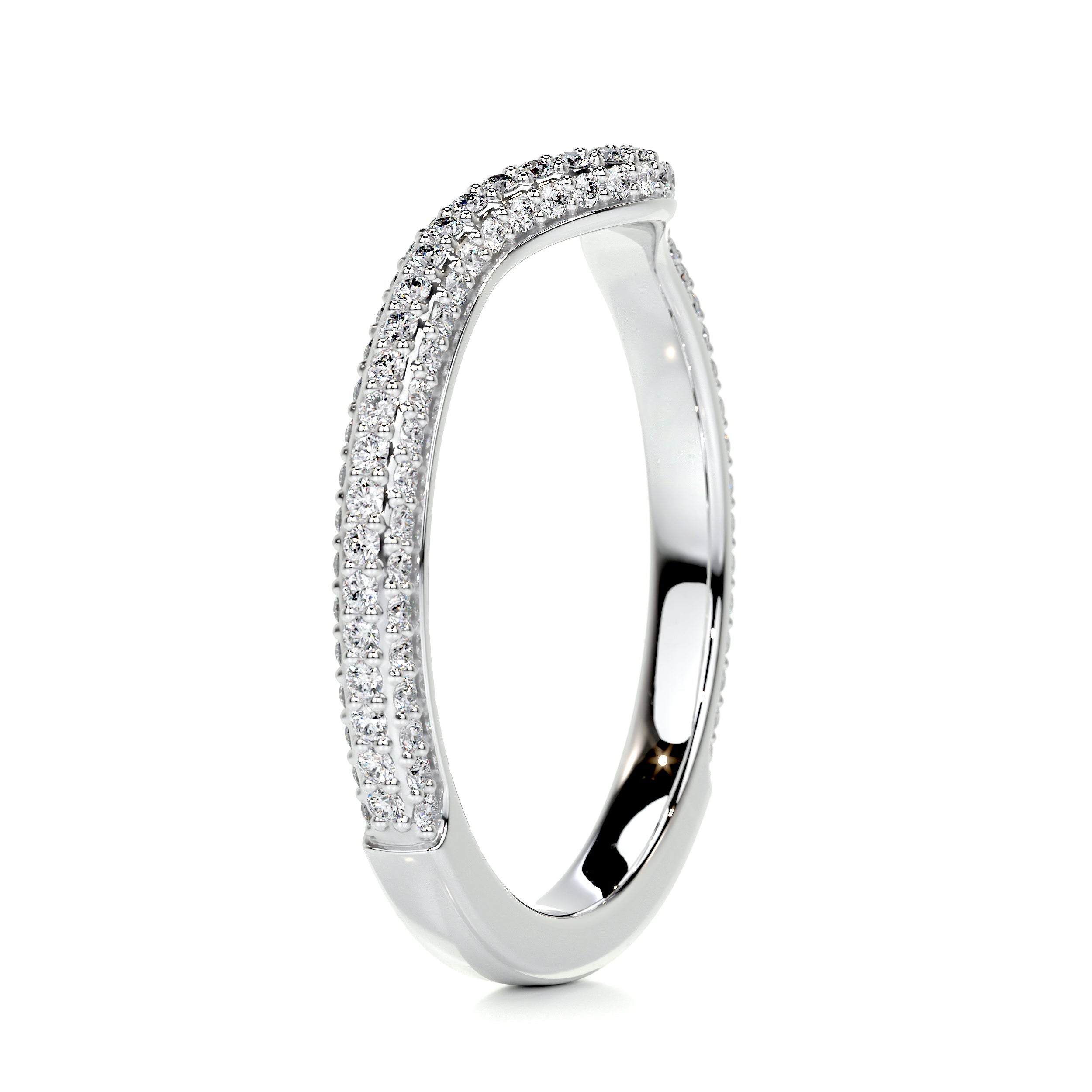 Anastasia Curved Wedding Ring   (0.75 Carat) -14K White Gold (RTS)