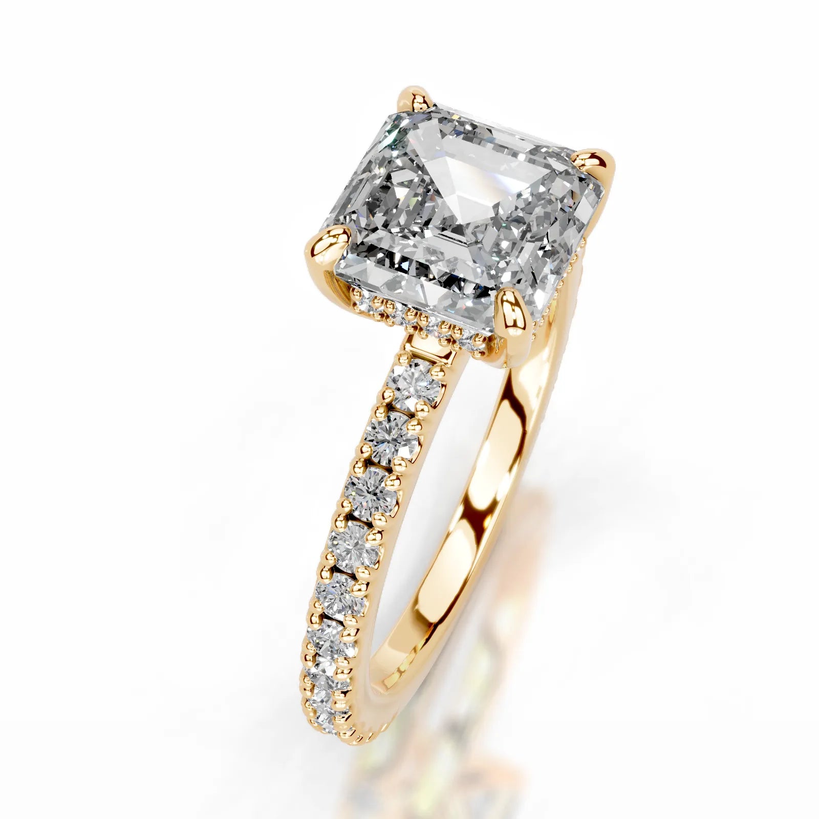 Luna Lab Grown Diamond Ring Asscher -18K Yellow Gold