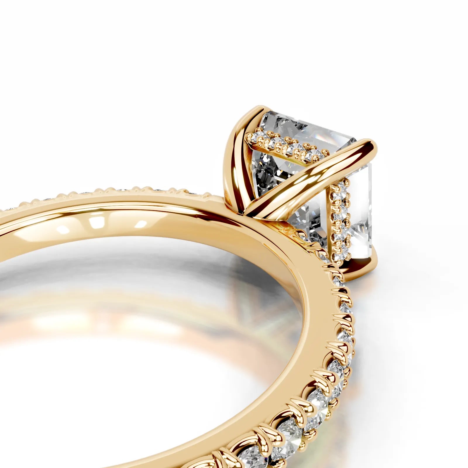Luna Lab Grown Diamond Ring Asscher -18K Yellow Gold