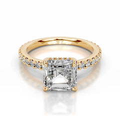 Luna Lab Grown Diamond Ring Asscher -18K Yellow Gold
