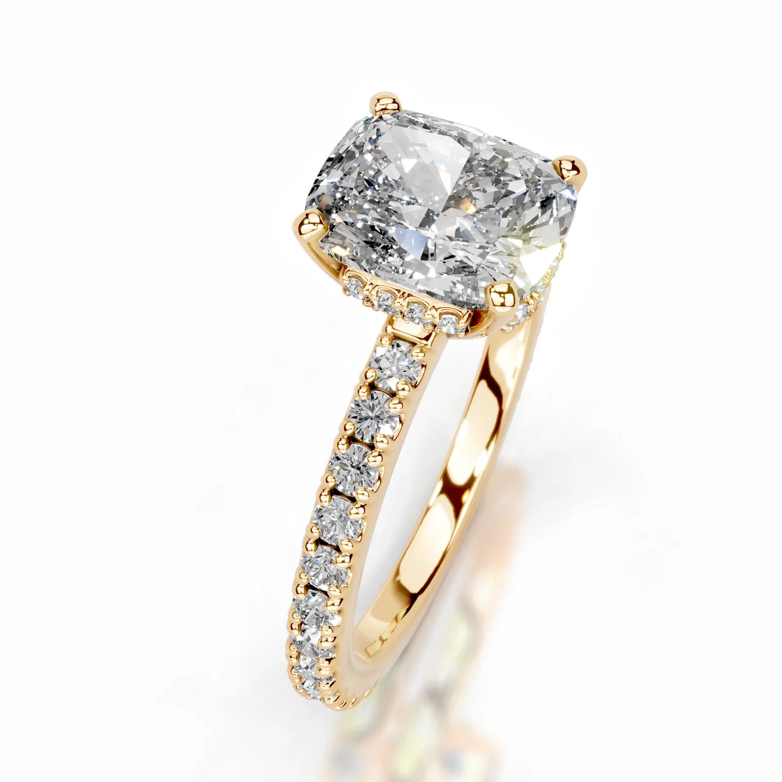 Luna Lab Grown Diamond Ring Elongated Cushion -18K Yellow Gold