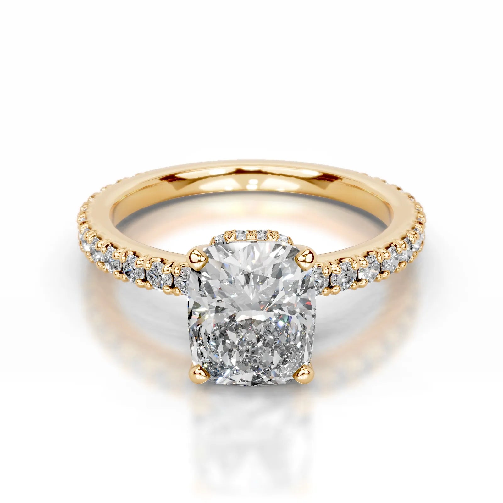 Luna Lab Grown Diamond Ring Elongated Cushion -18K Yellow Gold