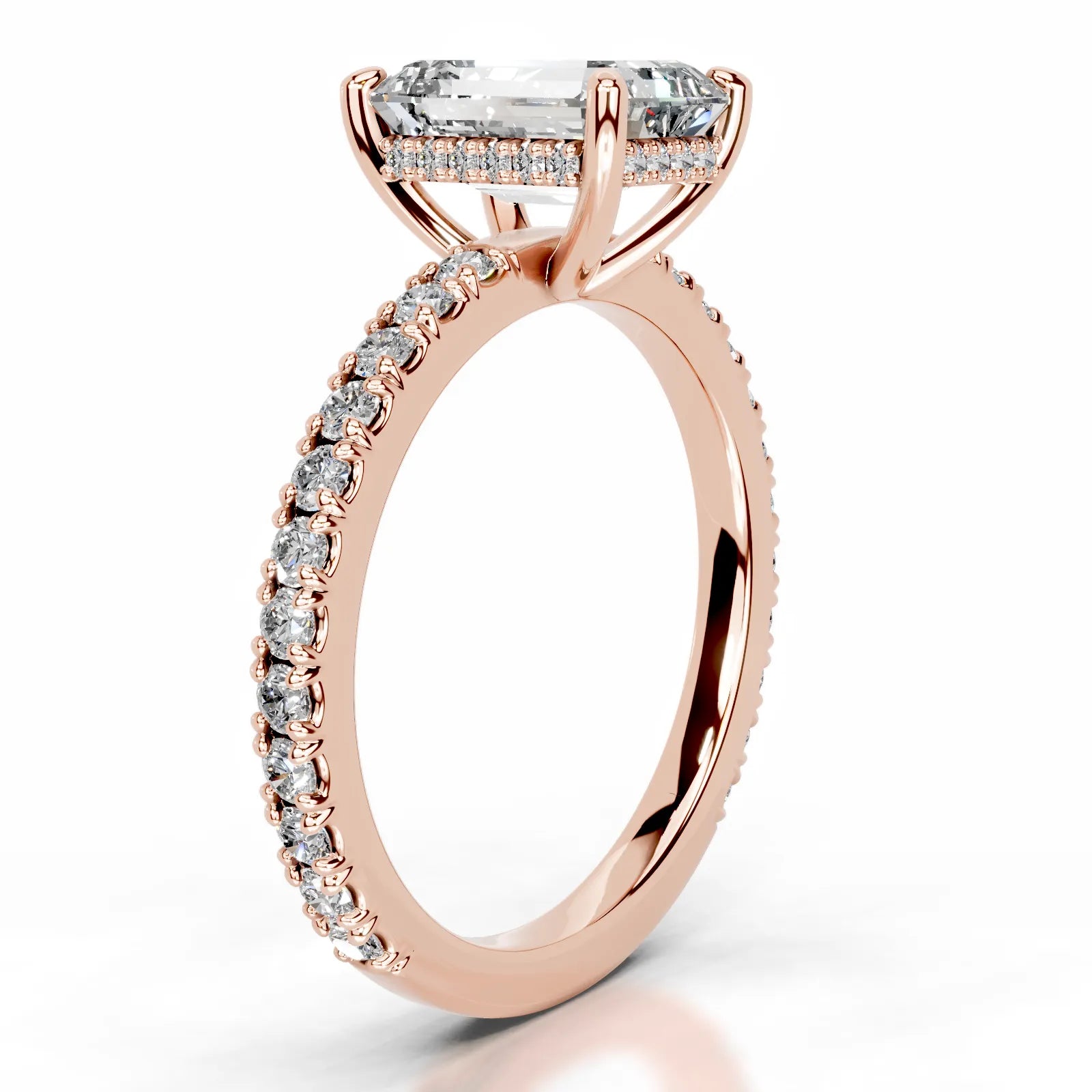 Luna Lab Grown Diamond Ring Emerald -14K Rose Gold